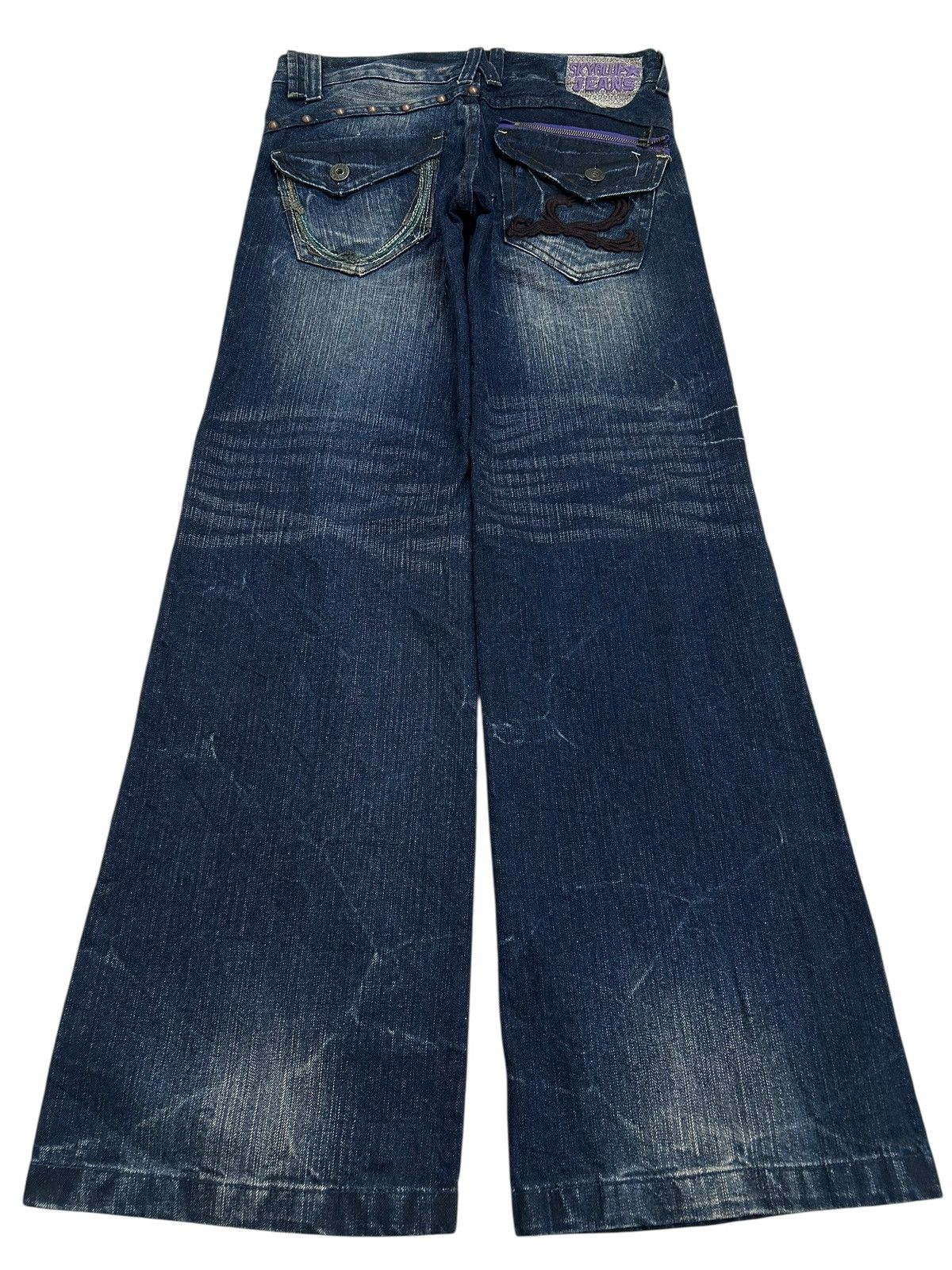 Le Grande Bleu (L.G.B.) Vintage Wide Leg Embroidered Jeans Skyblue Jeans Size 31" - 2 Thumbnail