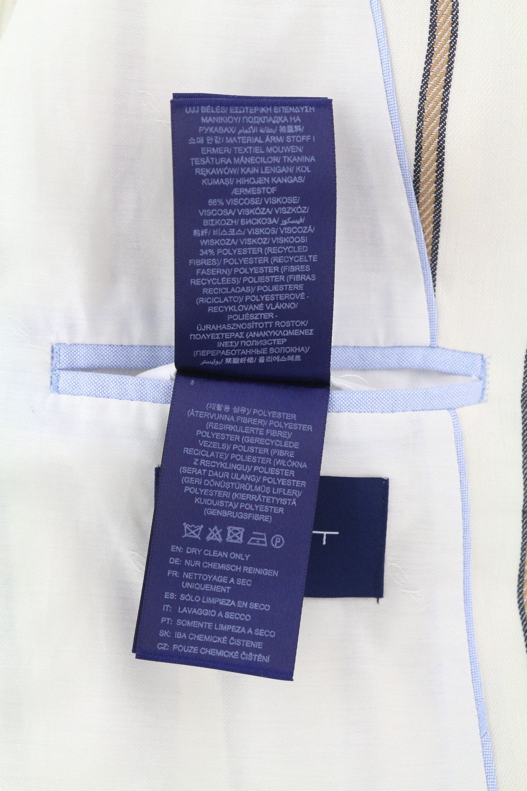 Gant STRIPE LINEN EU38 Off-White Linen Notch Blazer 85337 Size M / US 6-8 / IT 42-44 - 12 Thumbnail