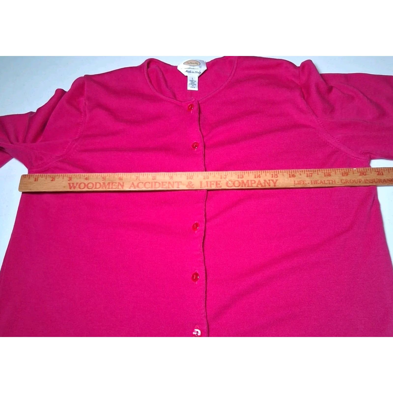 Talbots VINTAGE Talbots Cardigan Sweater Large Pink Magenta Cotton Button Up Italy Ladies Cardigan Size L / US 10 / IT 46 - 3 Thumbnail