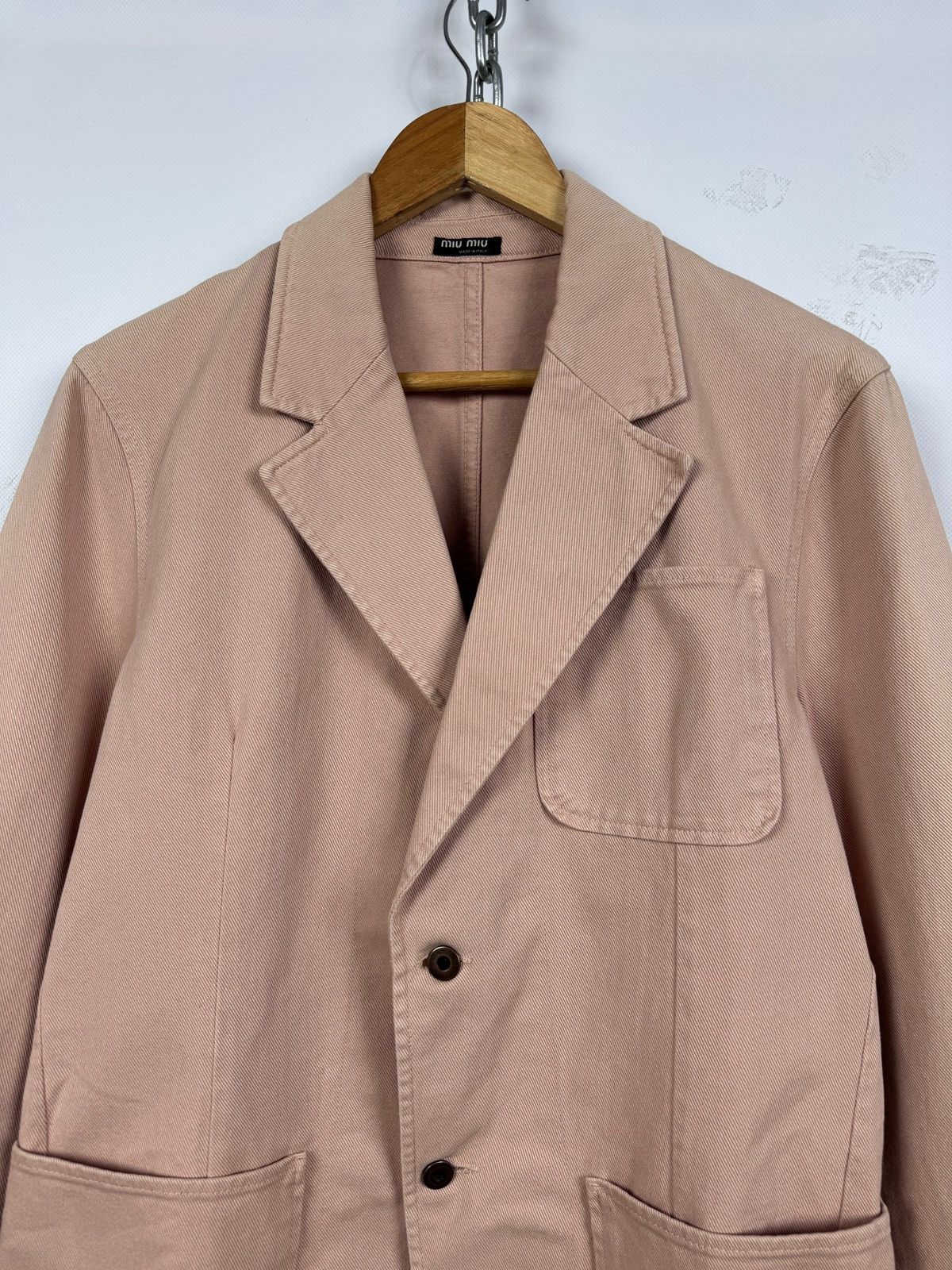 Miu Miu 00s Vintage Miu Miu by Prada Denim T.C. Pink Blazer Jacket Size US M / EU 48-50 / 2 - 8 Thumbnail