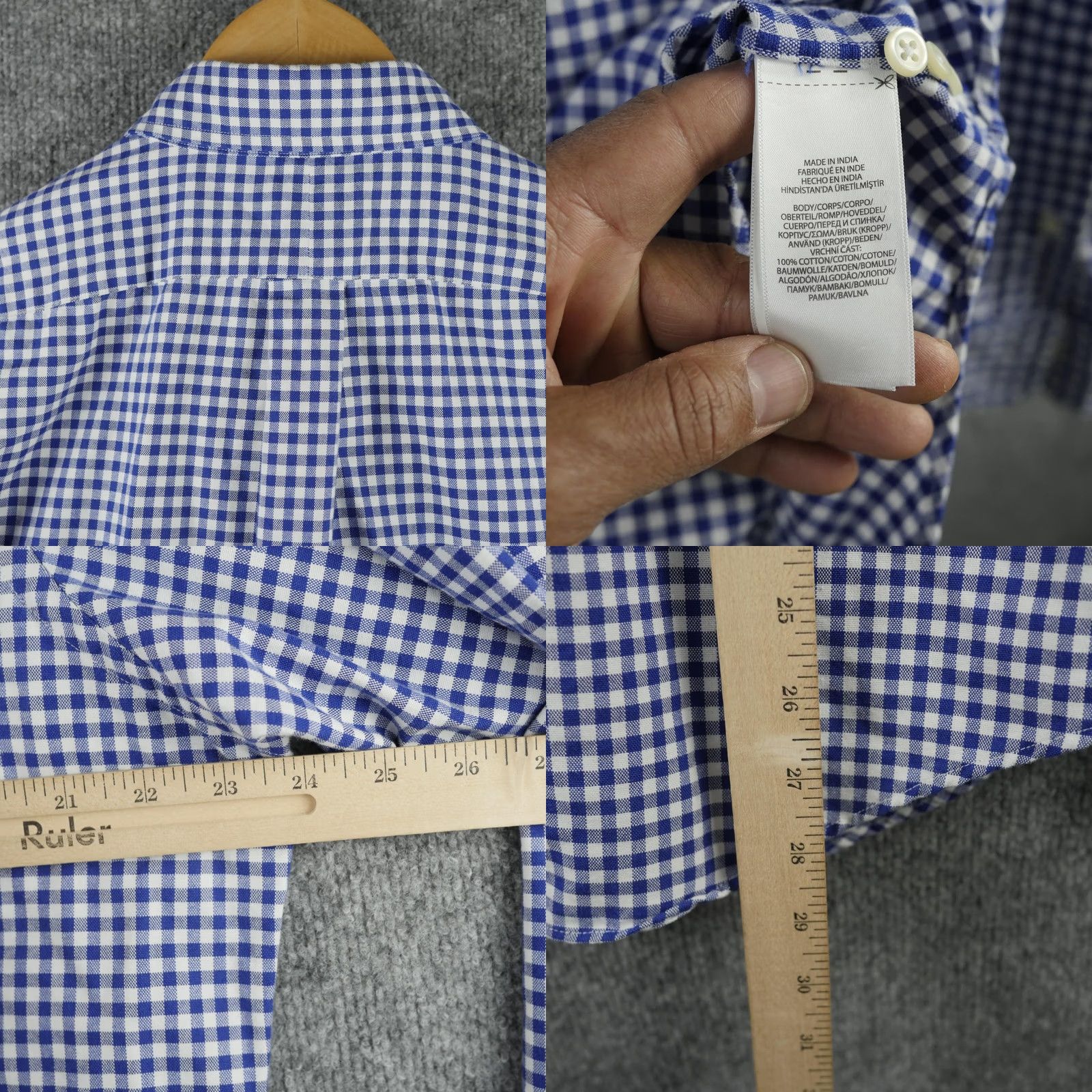 Polo Ralph Lauren Polo Ralph Lauren Shirt Mens Large Blue Gingham Button-Down Long Sleeve Size US L / EU 52-54 / 3 - 8 Thumbnail