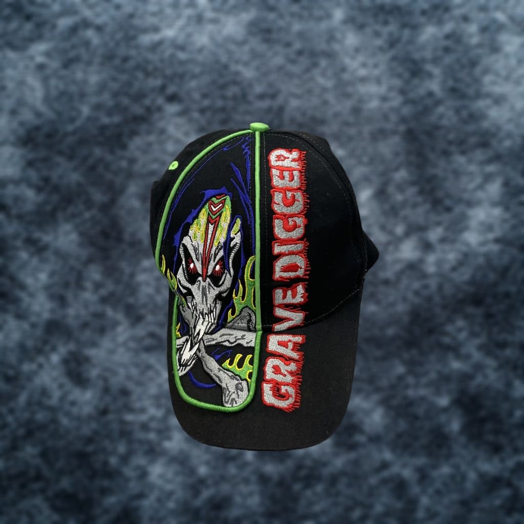 Vintage VINTAGE Grave Digger Hat Adult Black Monster Truck Snapback Adjustable Cap 90s Mens Cap Size ONE SIZE - 1 Thumbnail