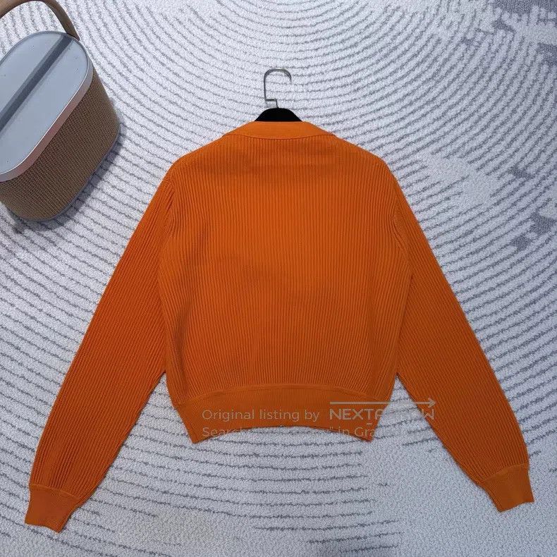 Hermes Hermes Orange Silk Cotton Zip-Up Cardigan Size XXS / US 00 / IT 34 - 3 Thumbnail