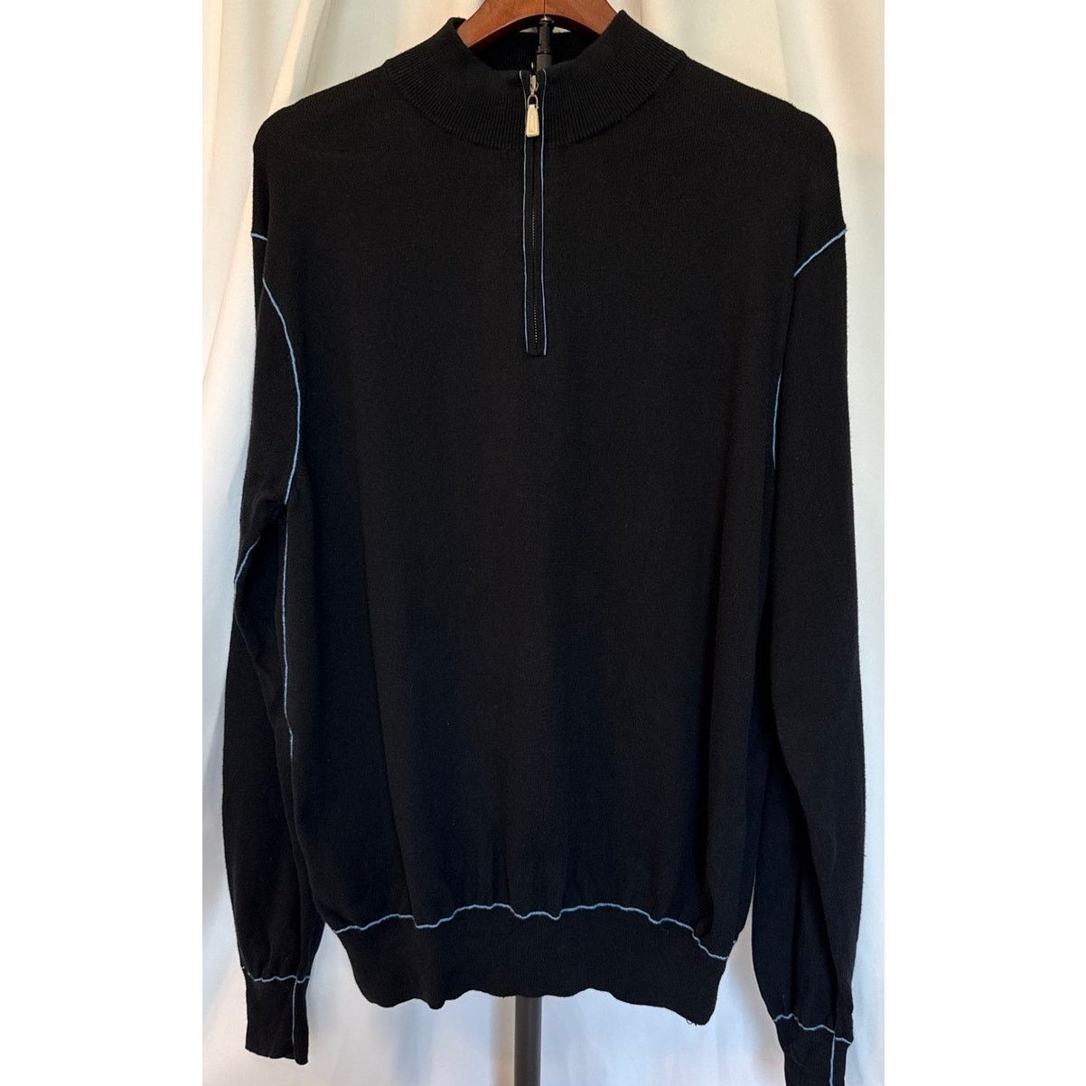 Peter Millar Peter Millar Mens 1/4 Zip Pullover Sweatshirt Black Medium Size US M / EU 48-50 / 2 - 1 Thumbnail