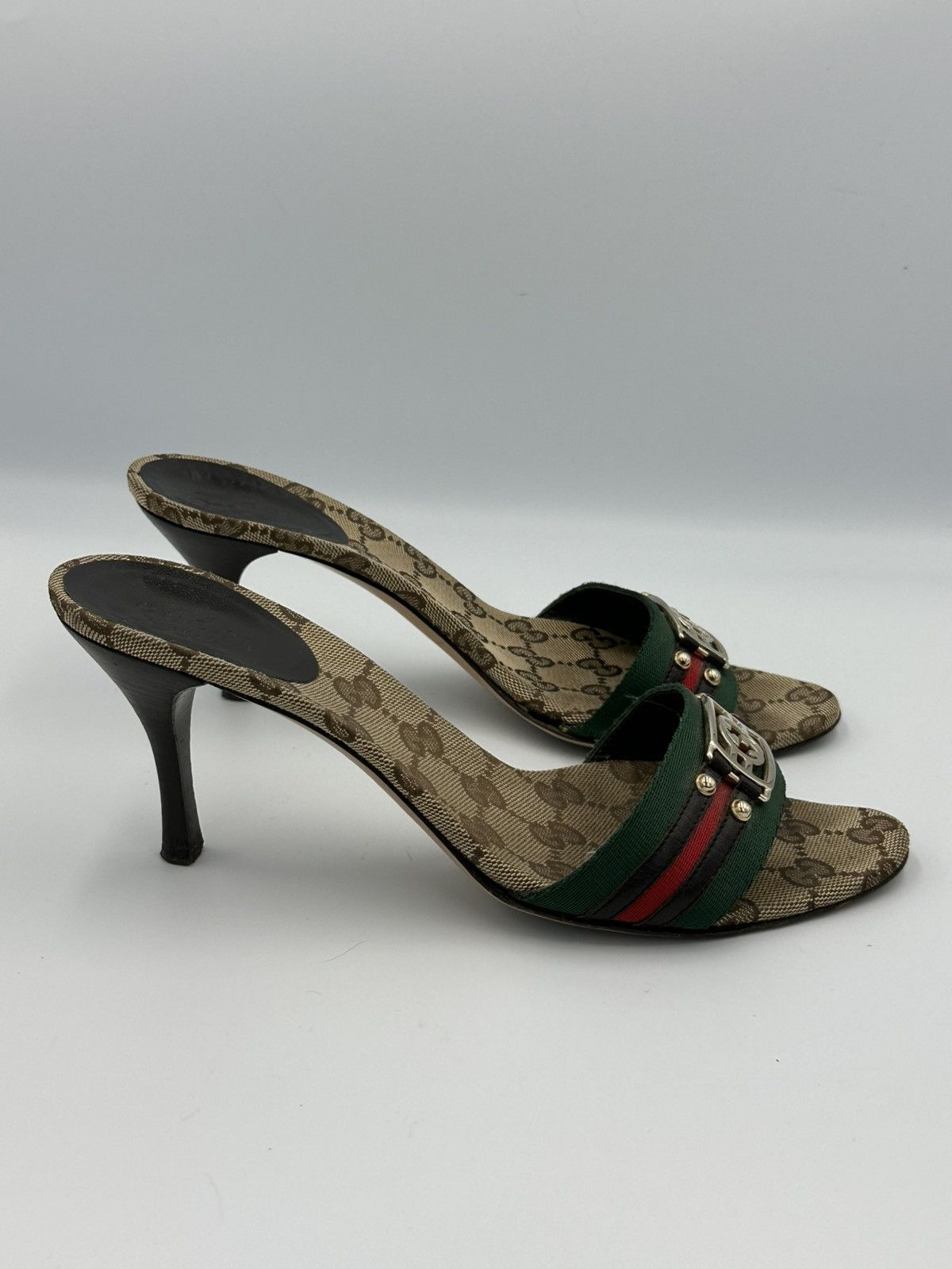 Gucci Gucci cloth heeled sandals monogram interlocking GG with box Size US 6 / IT 36 - 6 Thumbnail