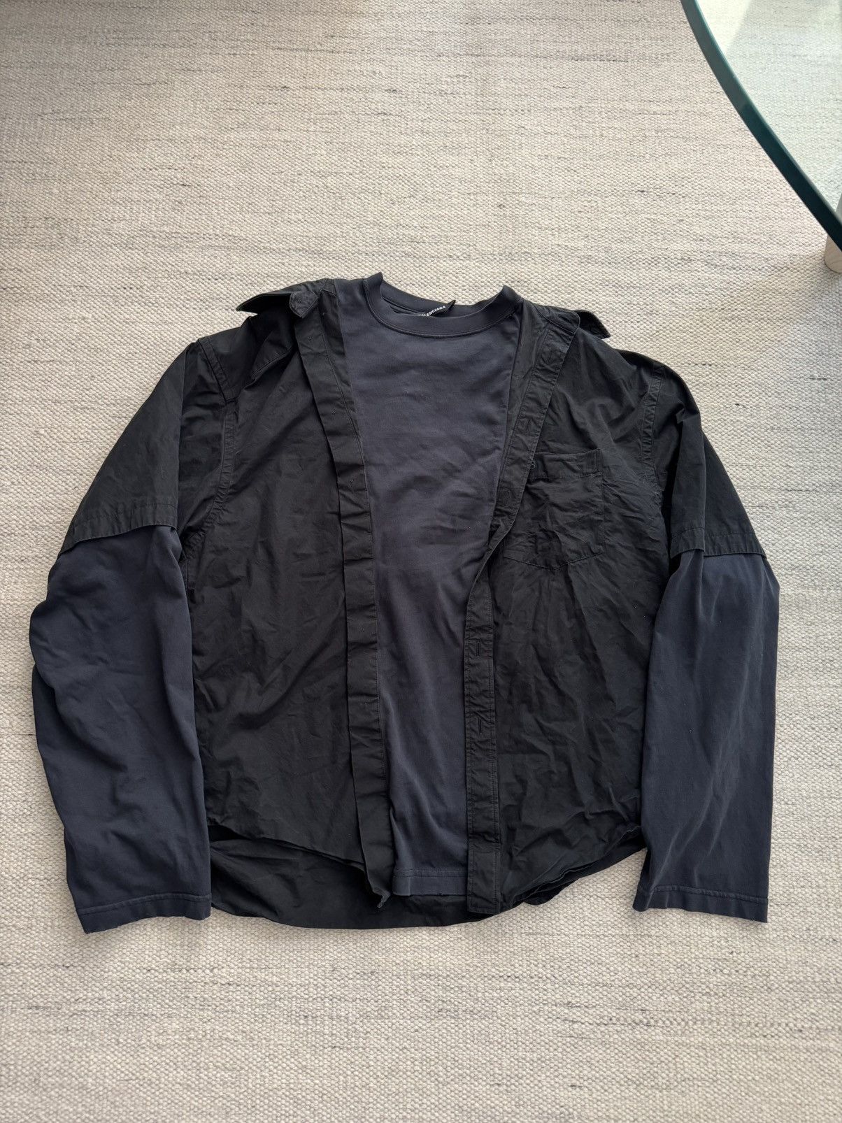 Balenciaga Balenciaga Trompe L’oeil Black Shirt Size US M / EU 48-50 / 2 - 2 Thumbnail