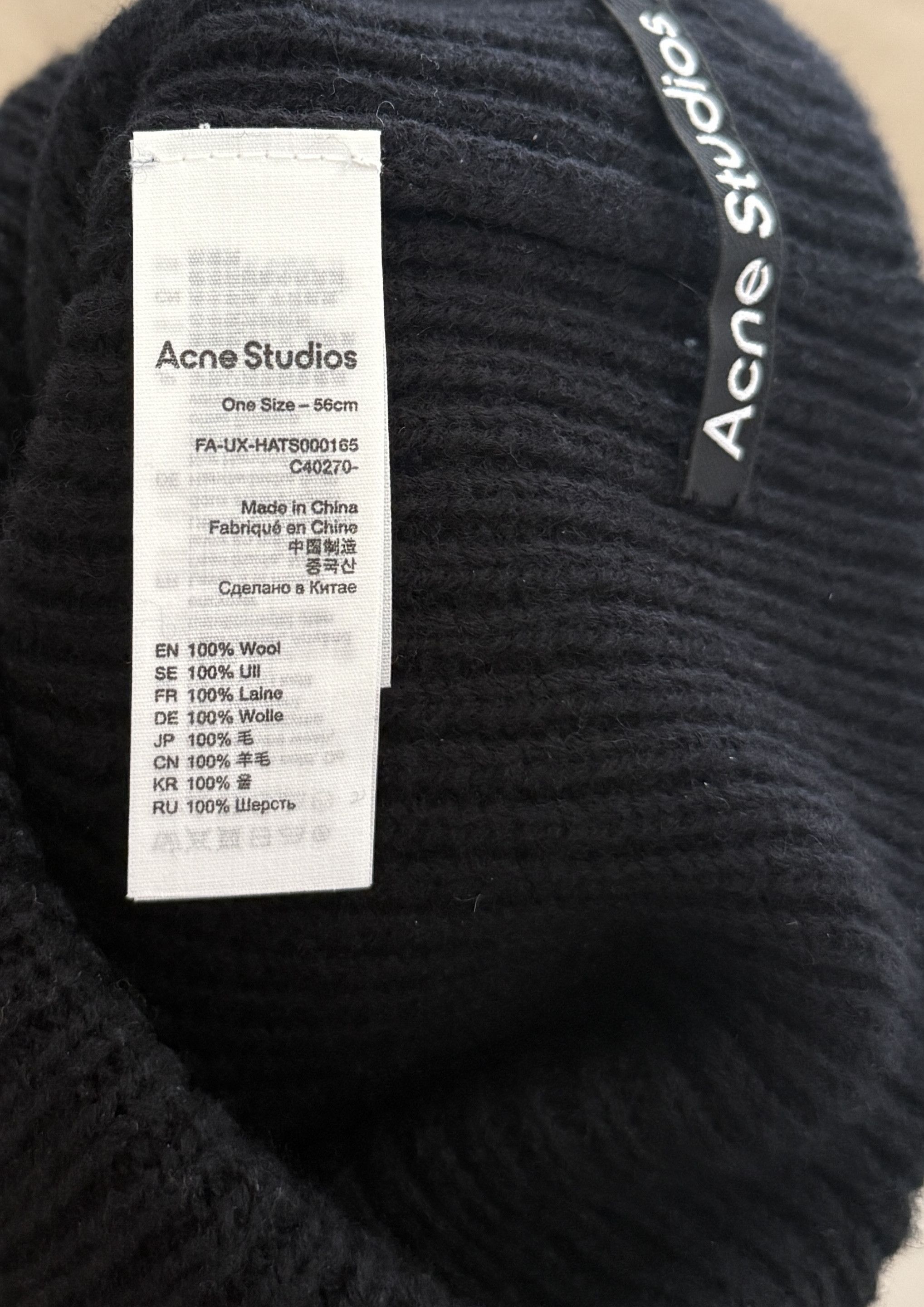 Acne Studios Pana Face Patch Wool & Yak Hair Blend Rib Beanie Size ONE SIZE - 4 Thumbnail