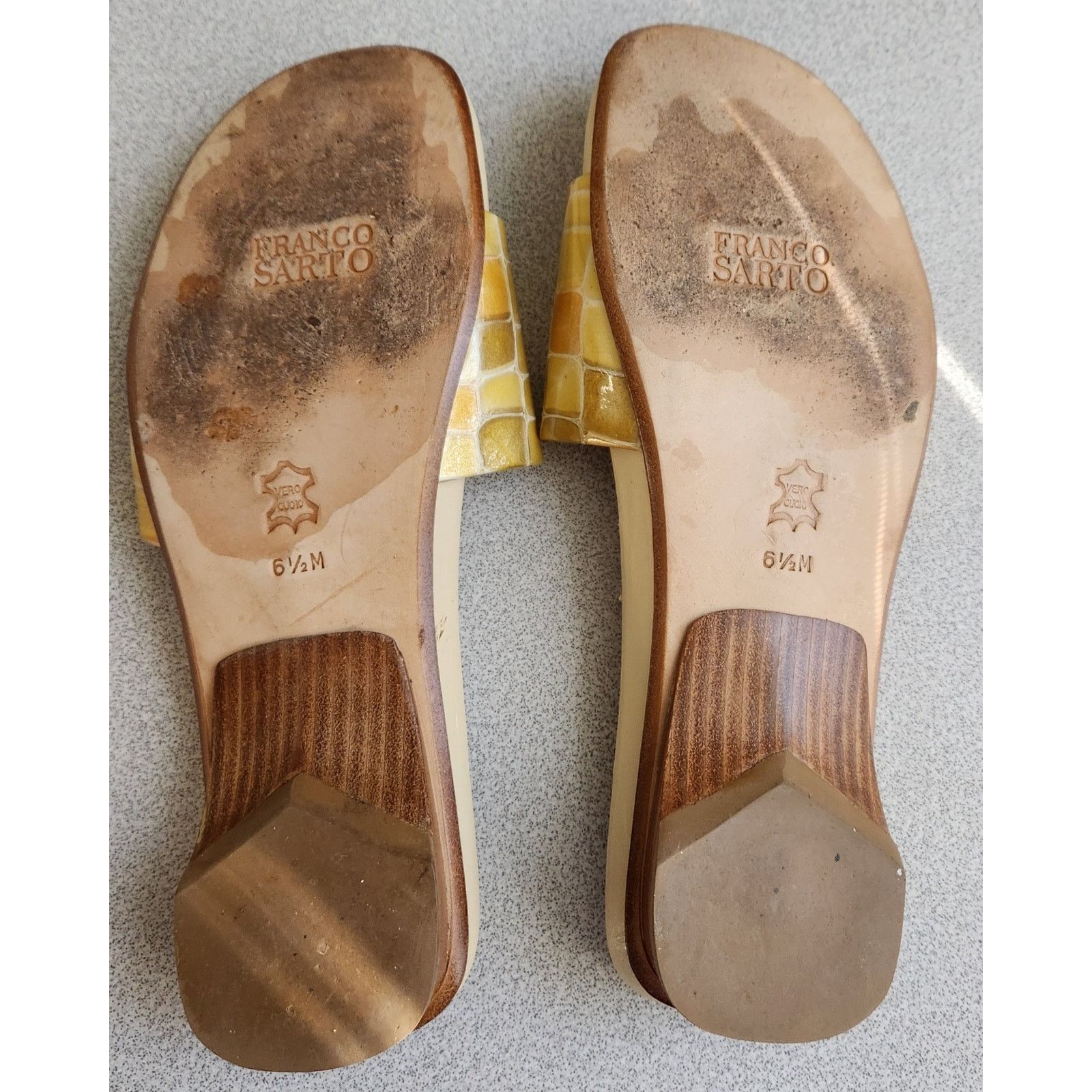 Franco Sarto Franco Sarto Yellow Brown Square Pattern 1" Sandals 6.5M Size US 6.5 / IT 36.5 - 2 Thumbnail