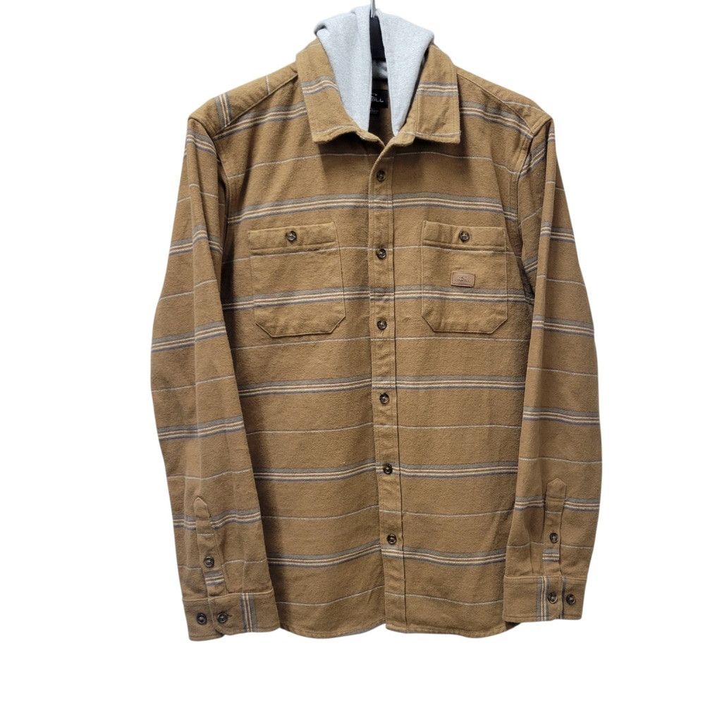 O'Neill ONeill Men's Long-Sleeves Button-Up Brown Striped Hoodie Shi Size US L / EU 52-54 / 3 - 1 Thumbnail