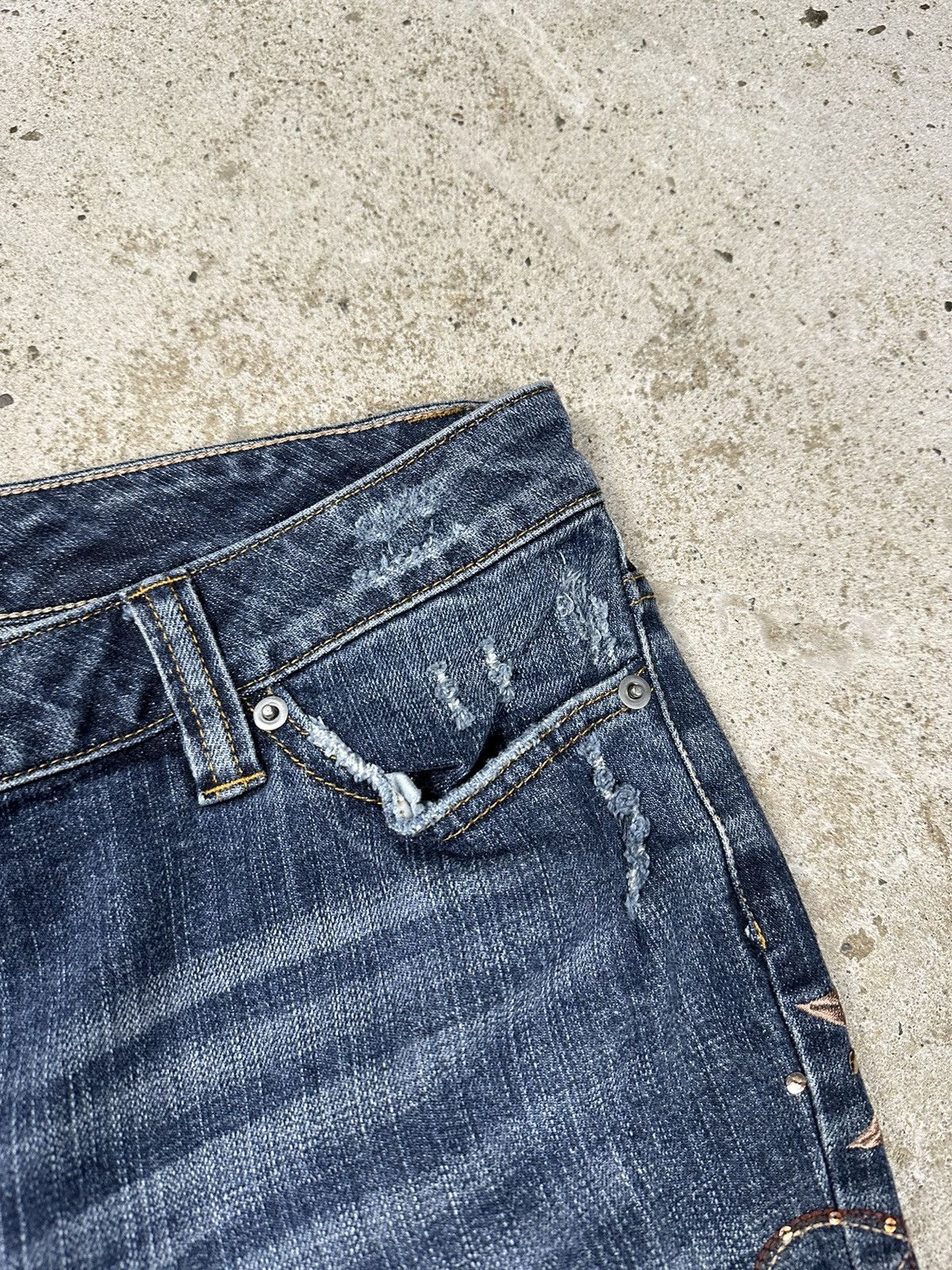 If Six Was Nine Vintage Y2K Flare Bootcut Rhinestones Denim Pants Jeans Size US 30 / EU 46 - 6 Thumbnail