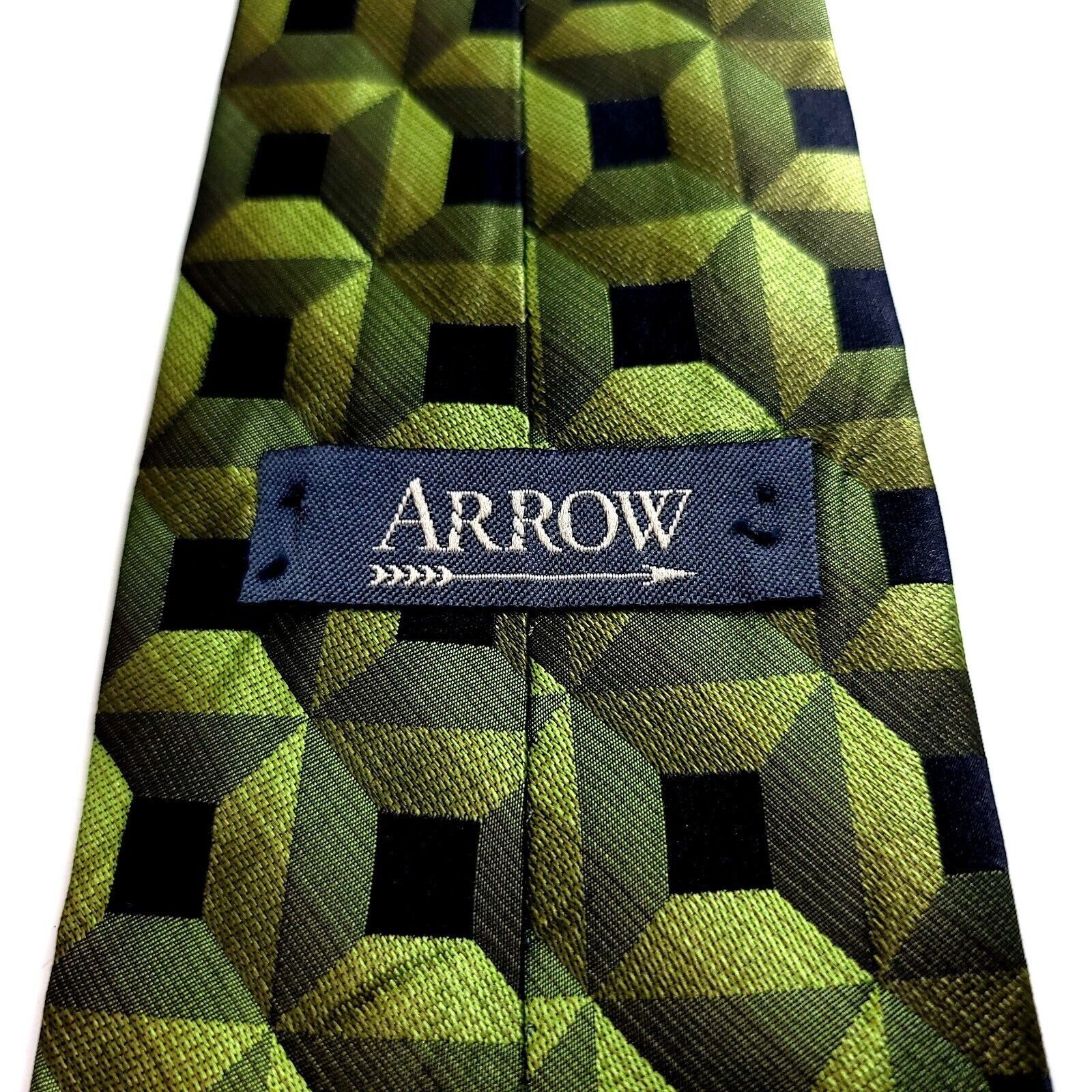 Arrow Arrow Green Black Geometric Woven Silk Tie Size ONE SIZE - 3 Thumbnail