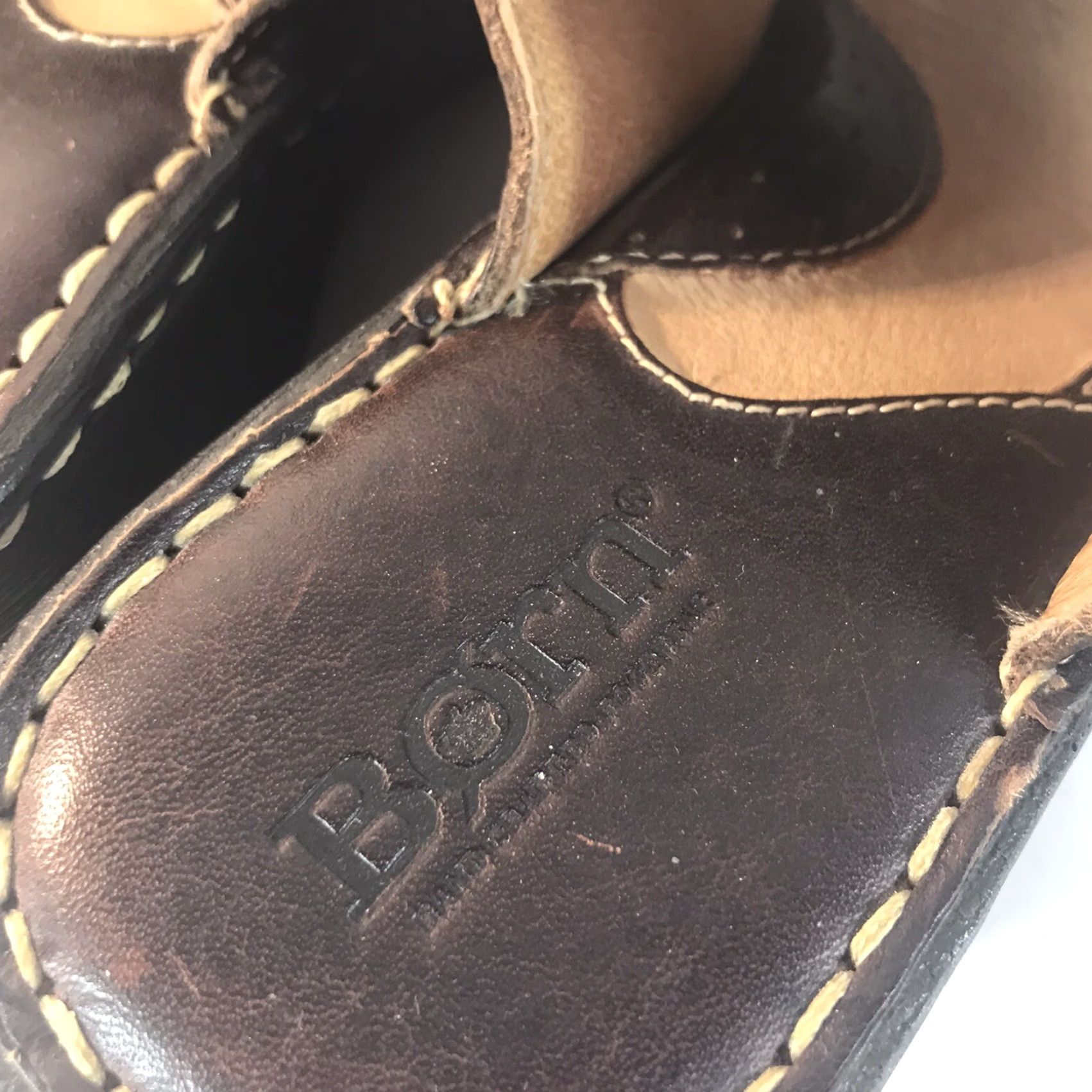 Born VINTAGE Born Women's Leather Wedges Size 6 Open Toe Mid Heel Casual Summer Size US 6 / IT 36 - 3 Thumbnail