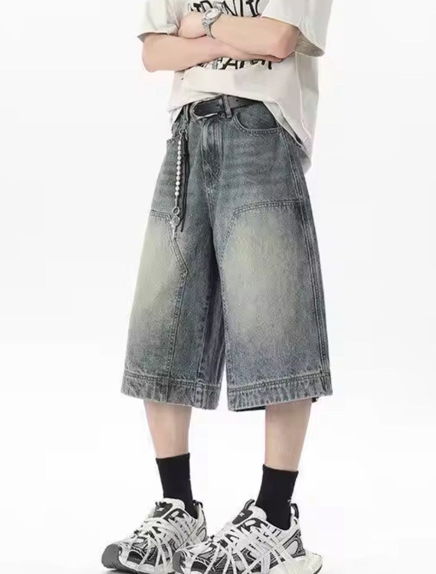 Japanese Brand Double knee Denim Jorts Vintage Style Baggy Hip Hop Party Size US 31 - 3 Thumbnail