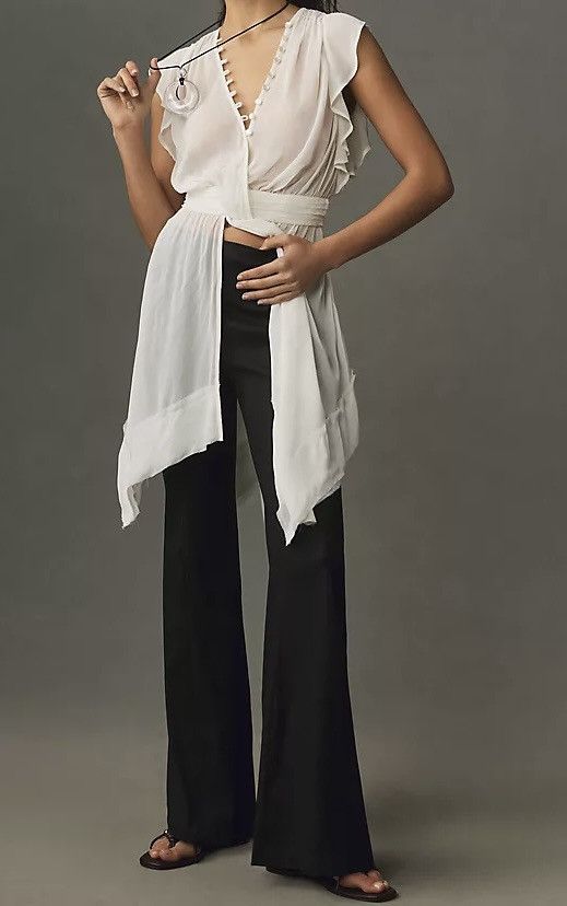 Anthropologie Anthropologie Linen Blend Flare Pants, Size 4 Size 27" / US 4 / IT 40 - 2 Thumbnail