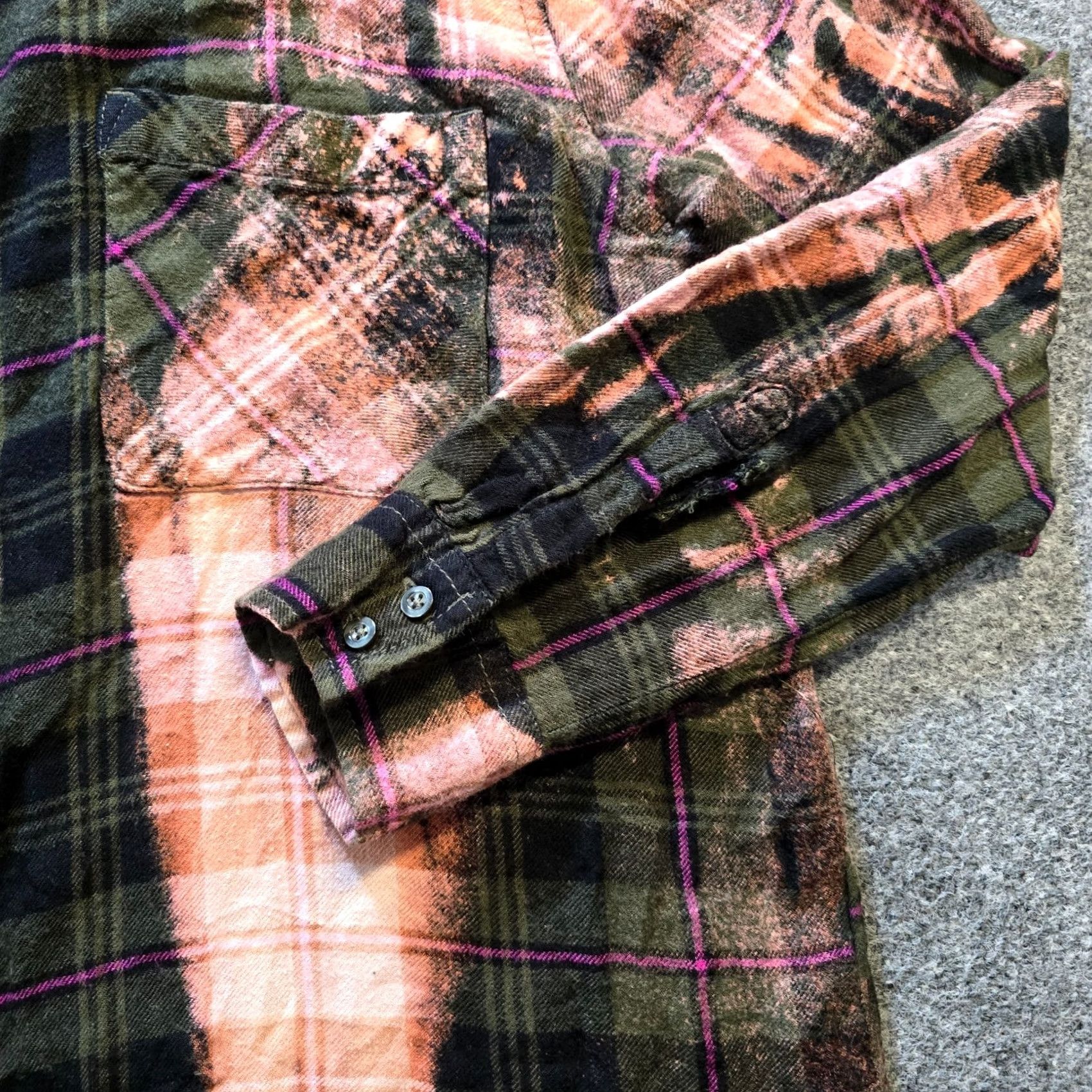 Pinko Franklin Flannels Shirt Mens Size S Green Pink Upcycle Tie Dye Hobo Casual Plaid Button-Up Long Sleeve Size US S / EU 44-46 / 1 - 4 Thumbnail