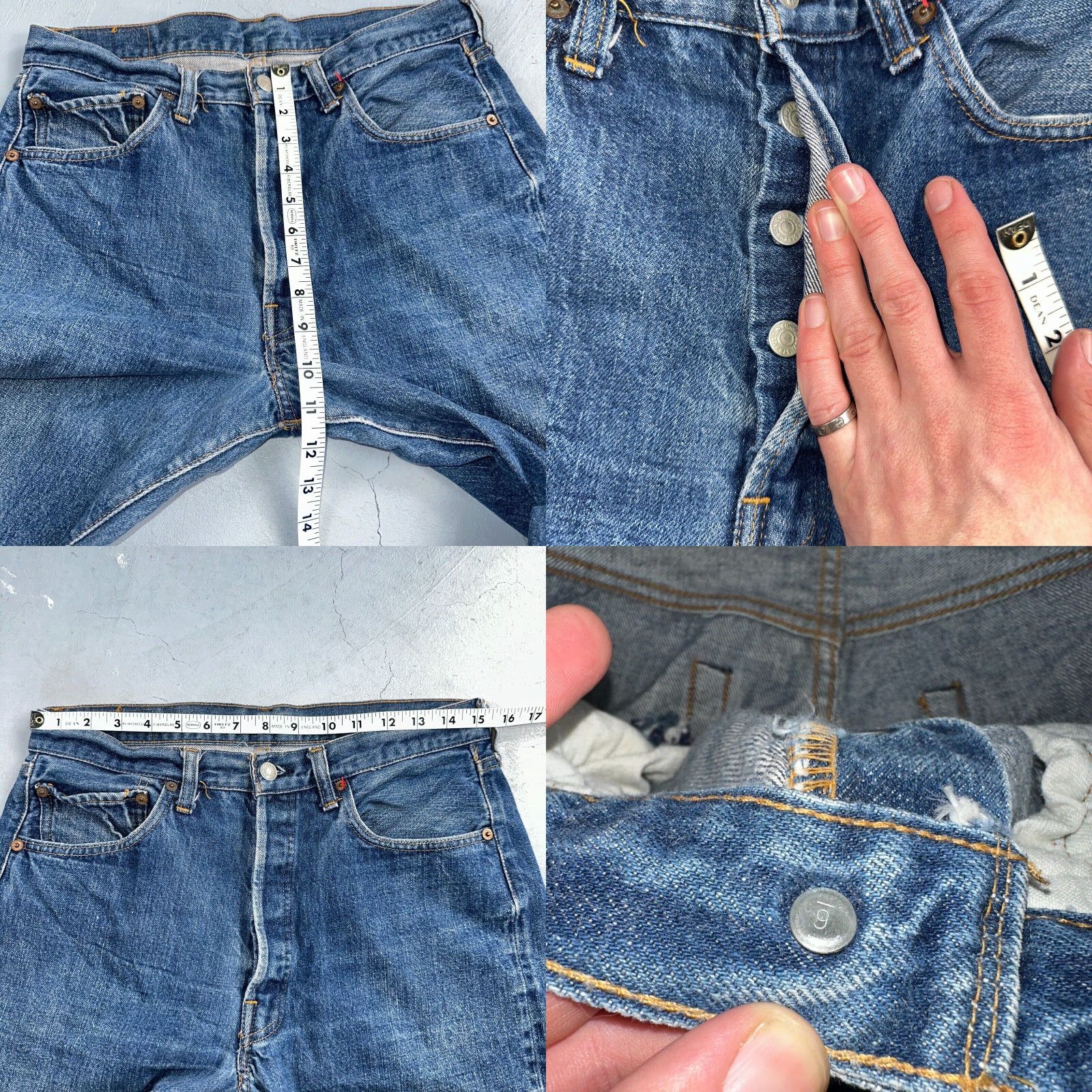 Levi's VINTAGE Levi's 501 XX Jeans 34x25 Mid Wash Blue Redline Selvedge Distressed 70s Mens Size US 34 / EU 50 - 8 Thumbnail