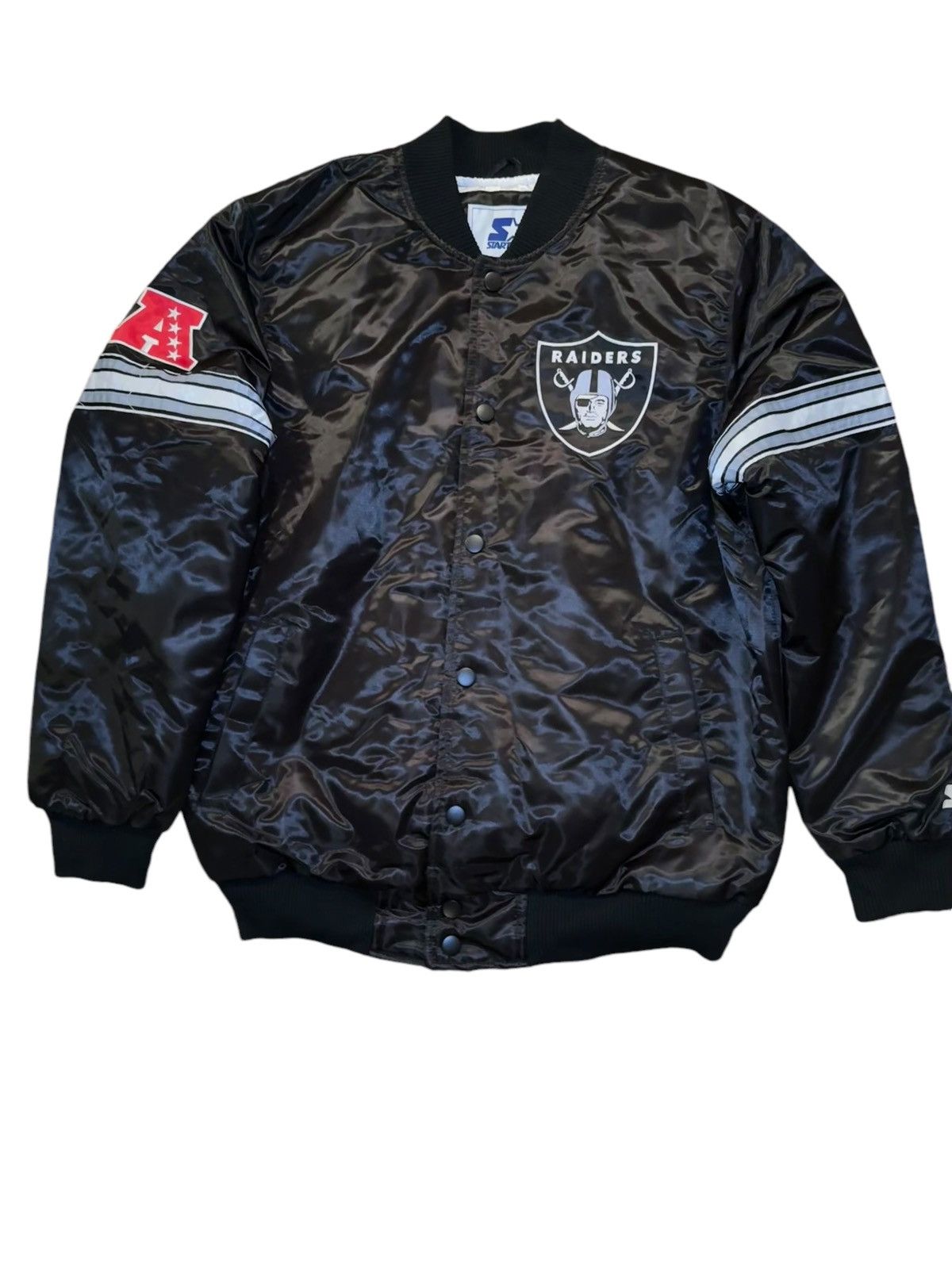 80s STARTER製 NFL RAIDERS stadium jacket Raiders Satin Starter