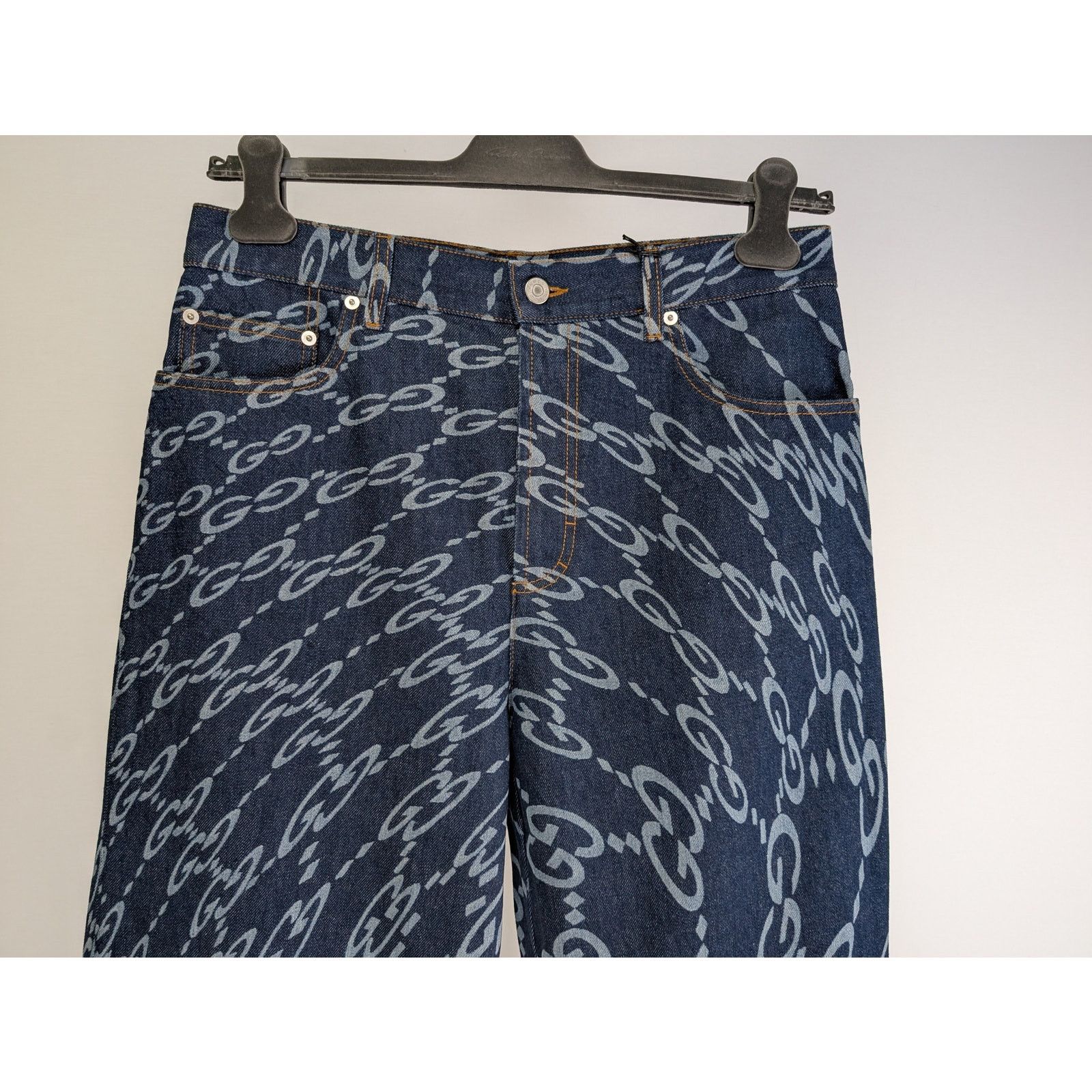 Gucci o1rshd1 ECO Org GG Distorted Laser Pant in Dark Blue Size US 32 / EU 48 - 2 Thumbnail