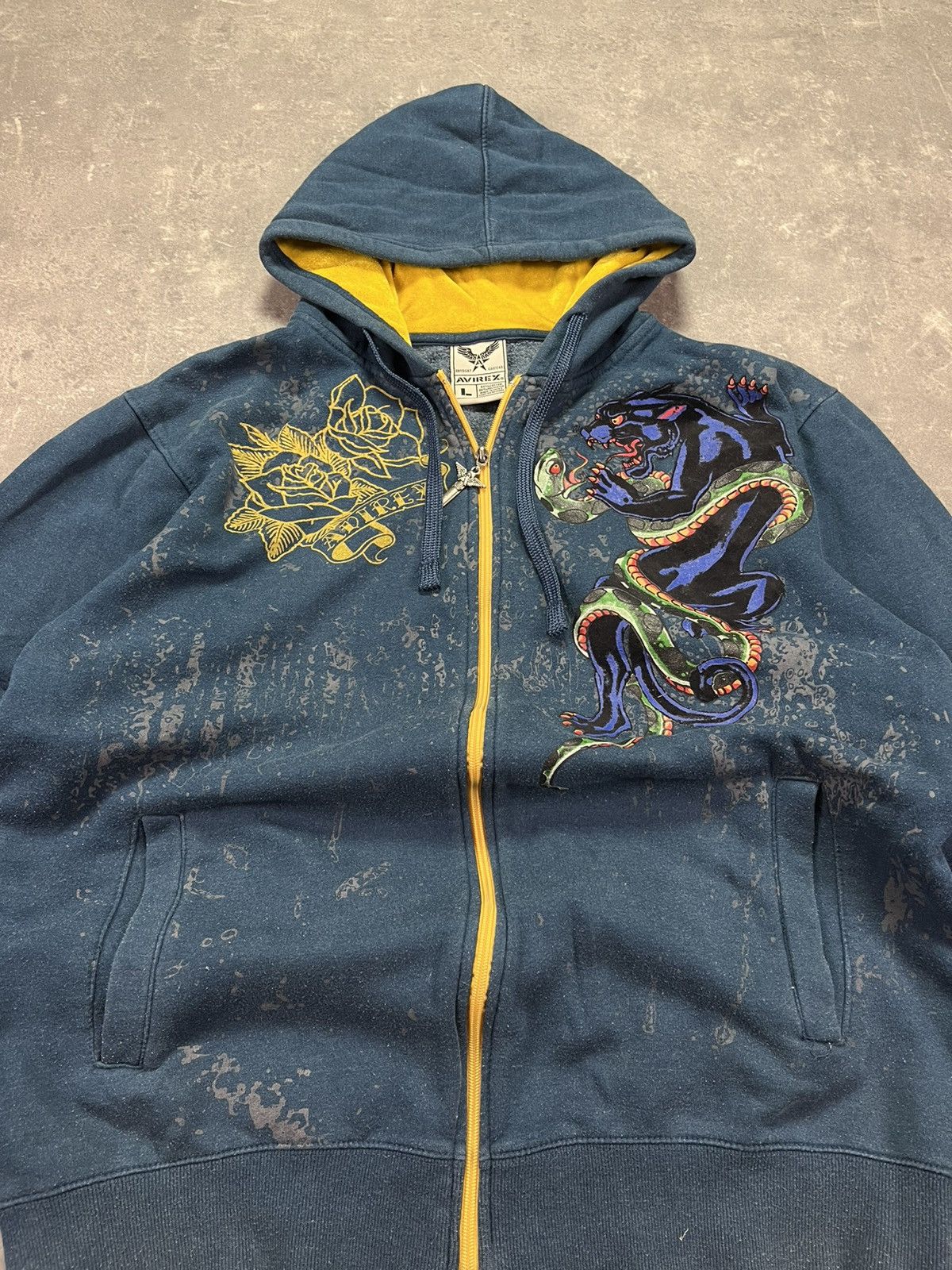 Avirex 2000s Y2K Avirex Tiger Printed Zip Hoodie L Baggy Affliction Size US L / EU 52-54 / 3 - 6 Thumbnail
