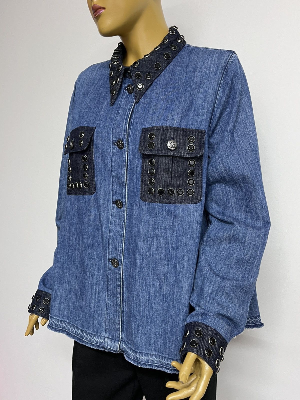 Sonia Rykiel Sonia Rykiel Rare SS16 Denim Jacket Rhinestone Oversized XL Size XL / US 12-14 / IT 48-50 - 4 Thumbnail