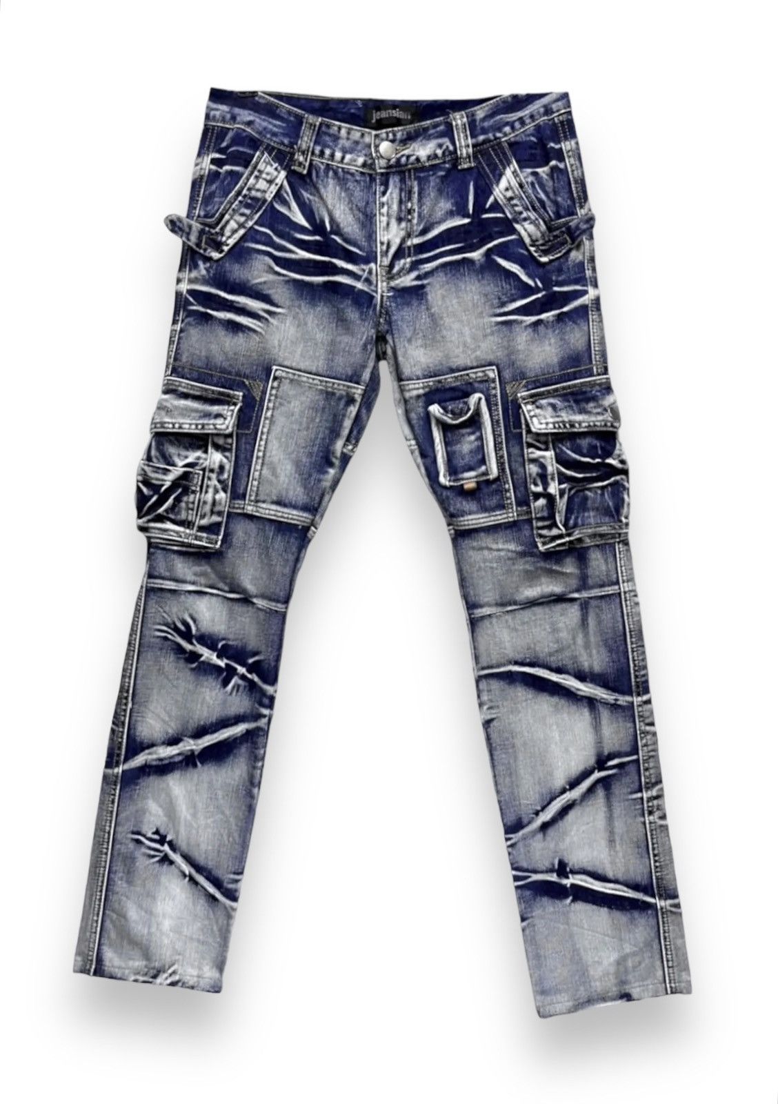 Other FYE💥JEANSIAN Barbed Wire Clawmark Vogue Punk Cargo Denim💥 Size US 30 / EU 46 - 2 Thumbnail