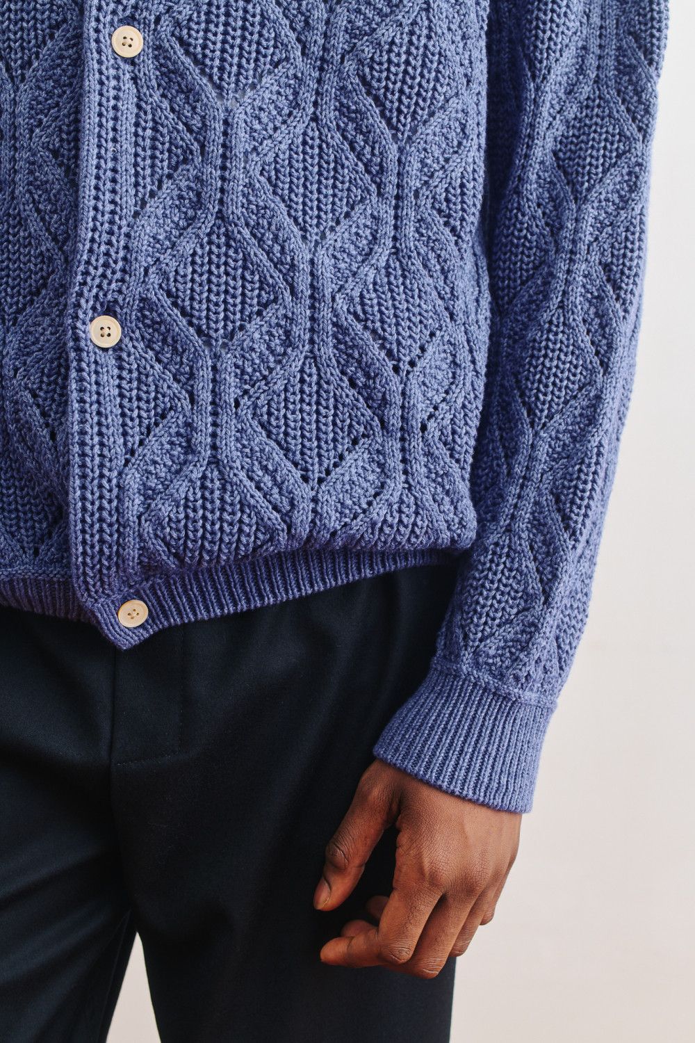 A Kind Of Guise 💚 AW23 A Kind Of Guise Per Knit Polo Jacket Blue Melange Size US L / EU 52-54 / 3 - 5 Thumbnail