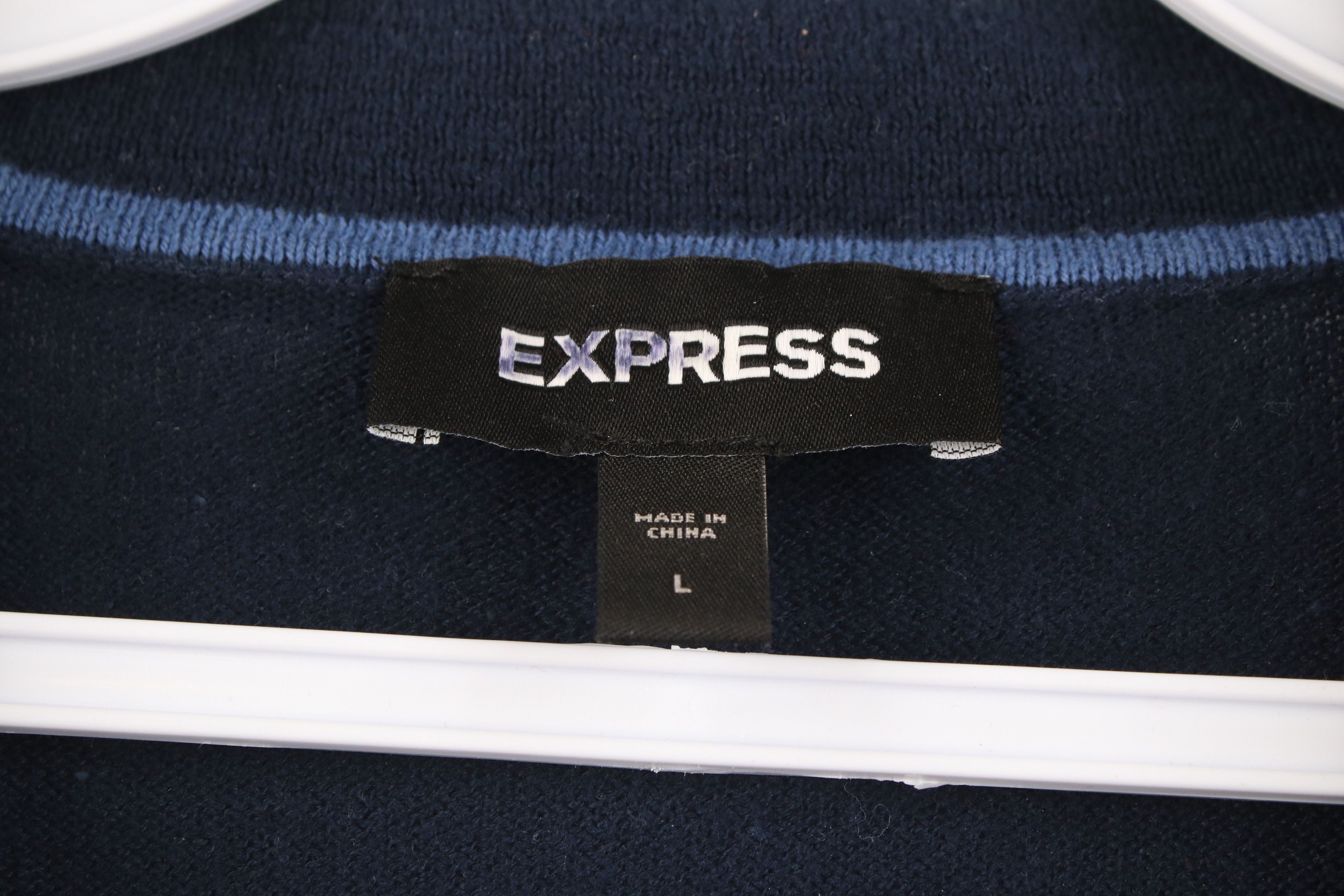 Express Express Rockabilly Panel Striped 1/4 Zip Collared Sweater Size US L / EU 52-54 / 3 - 5 Thumbnail