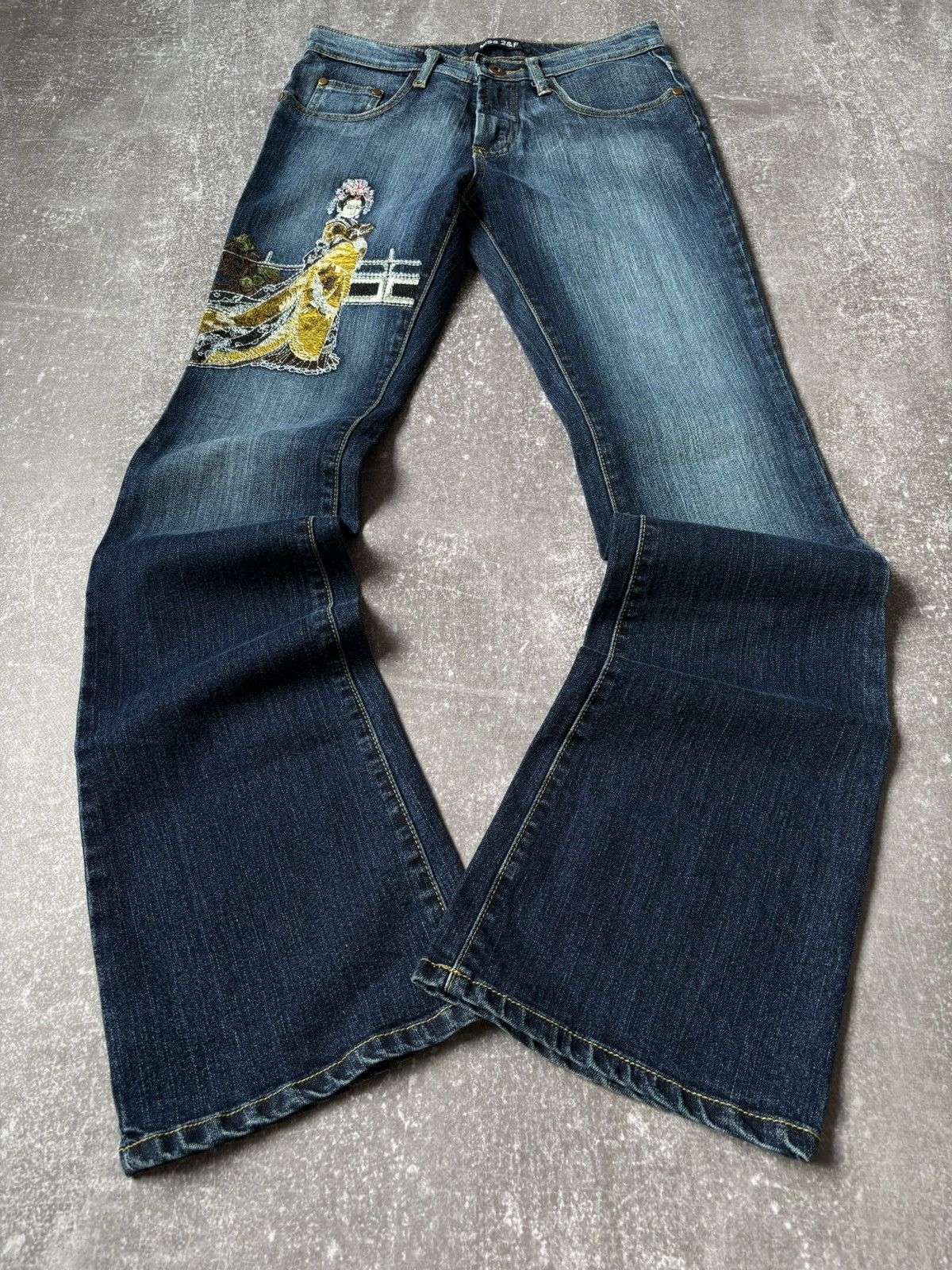 Pre-owned Hysteric Glamour X If Six Was Nine Flared Fade Vintage Y2k Jeans If Six Was Nine Style Hysteric In Dark Blue