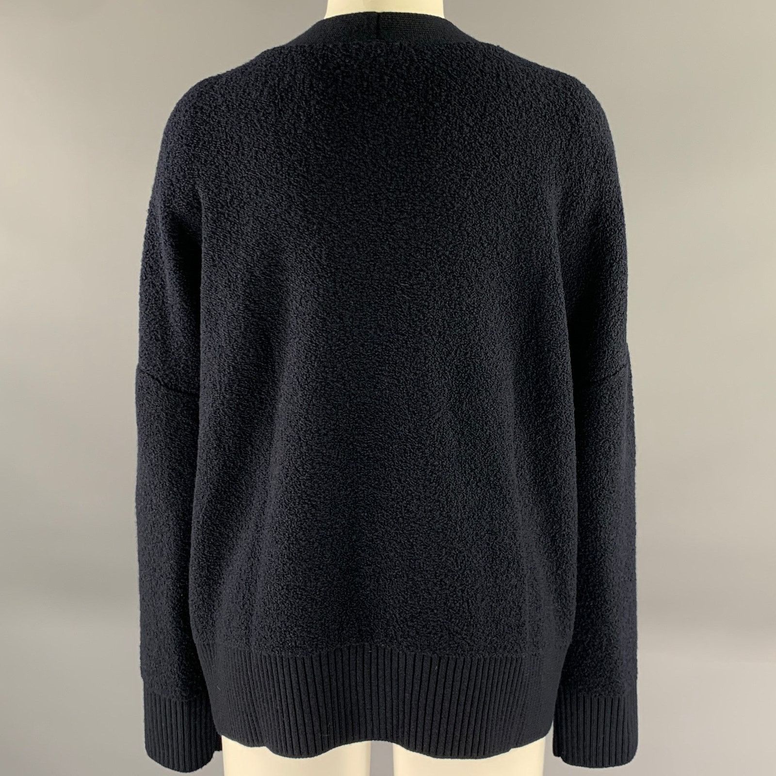 Akris AKRIS Size L Navy Wool Polyamide Cashmere Boucle Cardigan Size L / US 10 / IT 46 - 4 Thumbnail