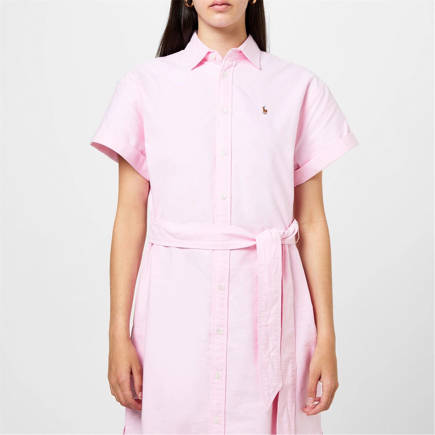 Polo Ralph Lauren o1g2r1mq0825 Belted Short-Sleeve Oxford Shirtdress Bath Pink Size L / US 10 / IT 46 - 3 Thumbnail