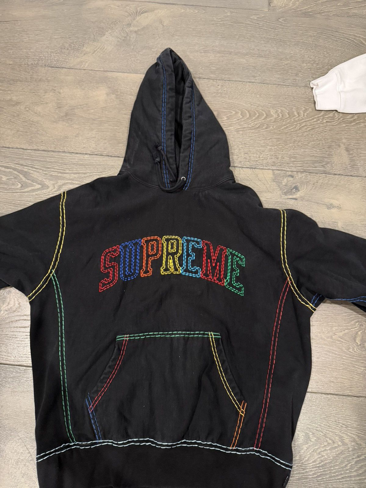 Supreme Supreme big stitch multi colored black hoodie Size US M / EU 48-50 / 2 - 1 Thumbnail