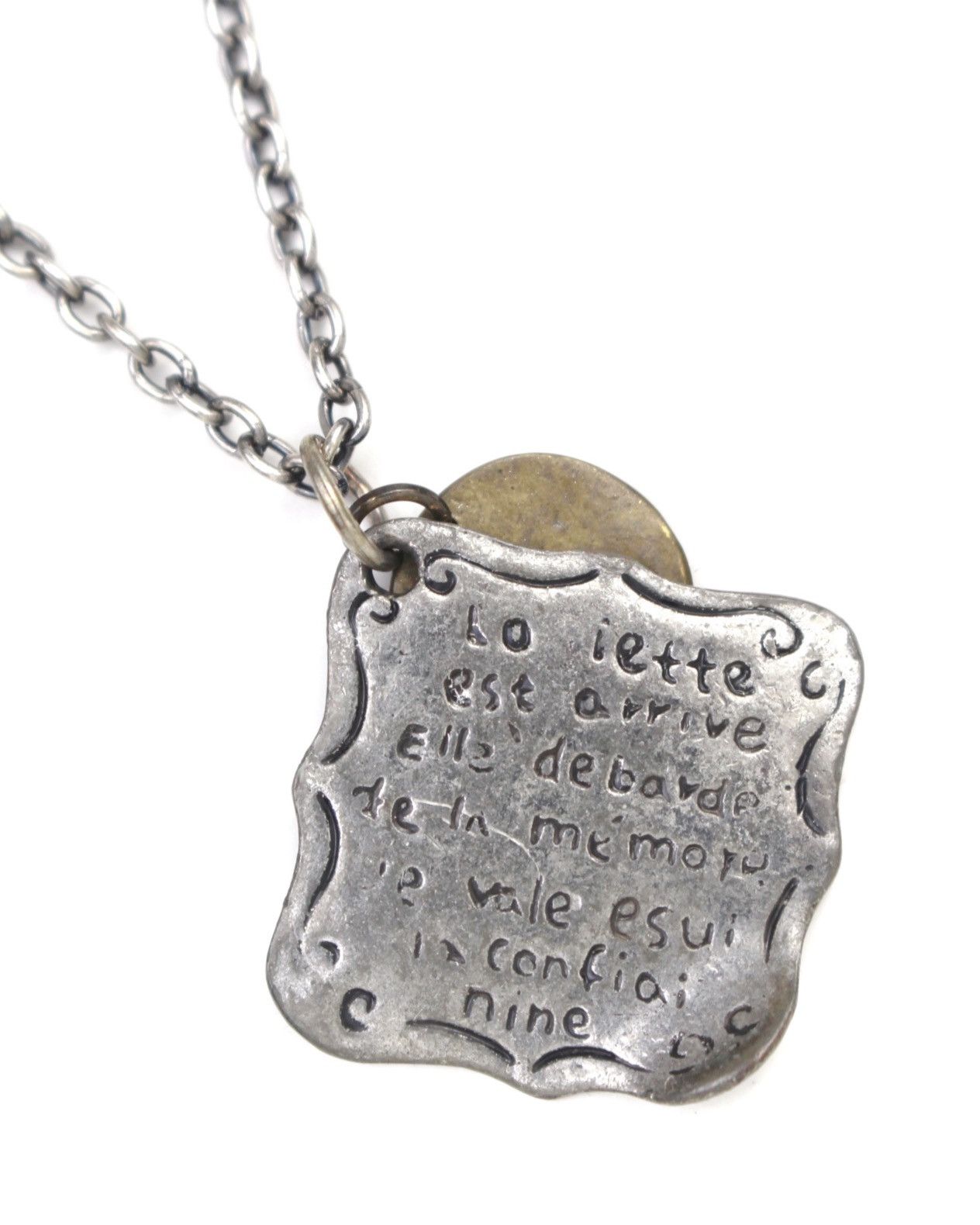 Vintage 2000S JAPANESE MADE HAND-ETCHED FRENCH MESSAGE NECKLACE Size ONE SIZE - 3 Thumbnail