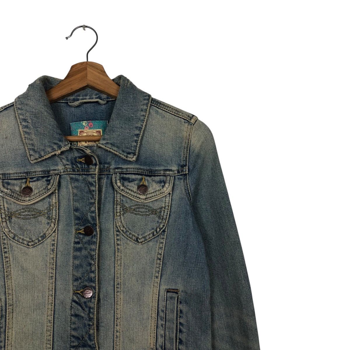 Abercrombie & Fitch 📌Cropped Denim Biker Jacket Abrecrombie Issey Miyake Size M / US 6-8 / IT 42-44 - 7 Thumbnail