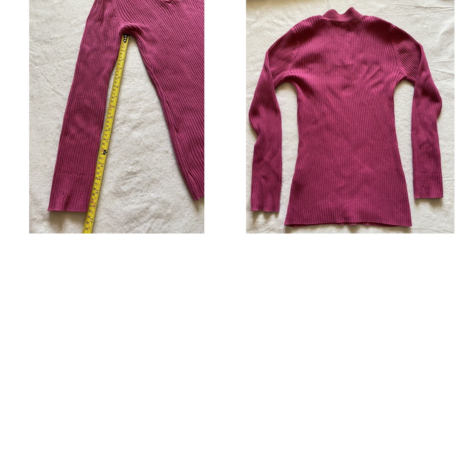 Basic Editions Basic Editions Sweater Women's Medium Magenta V-Neck Ribbed Knit Slim Pullover Long Sleeve Holiday Autumn/Winter Party/Cocktail Shirt? Size M / US 6-8 / IT 42-44 - 8 Thumbnail