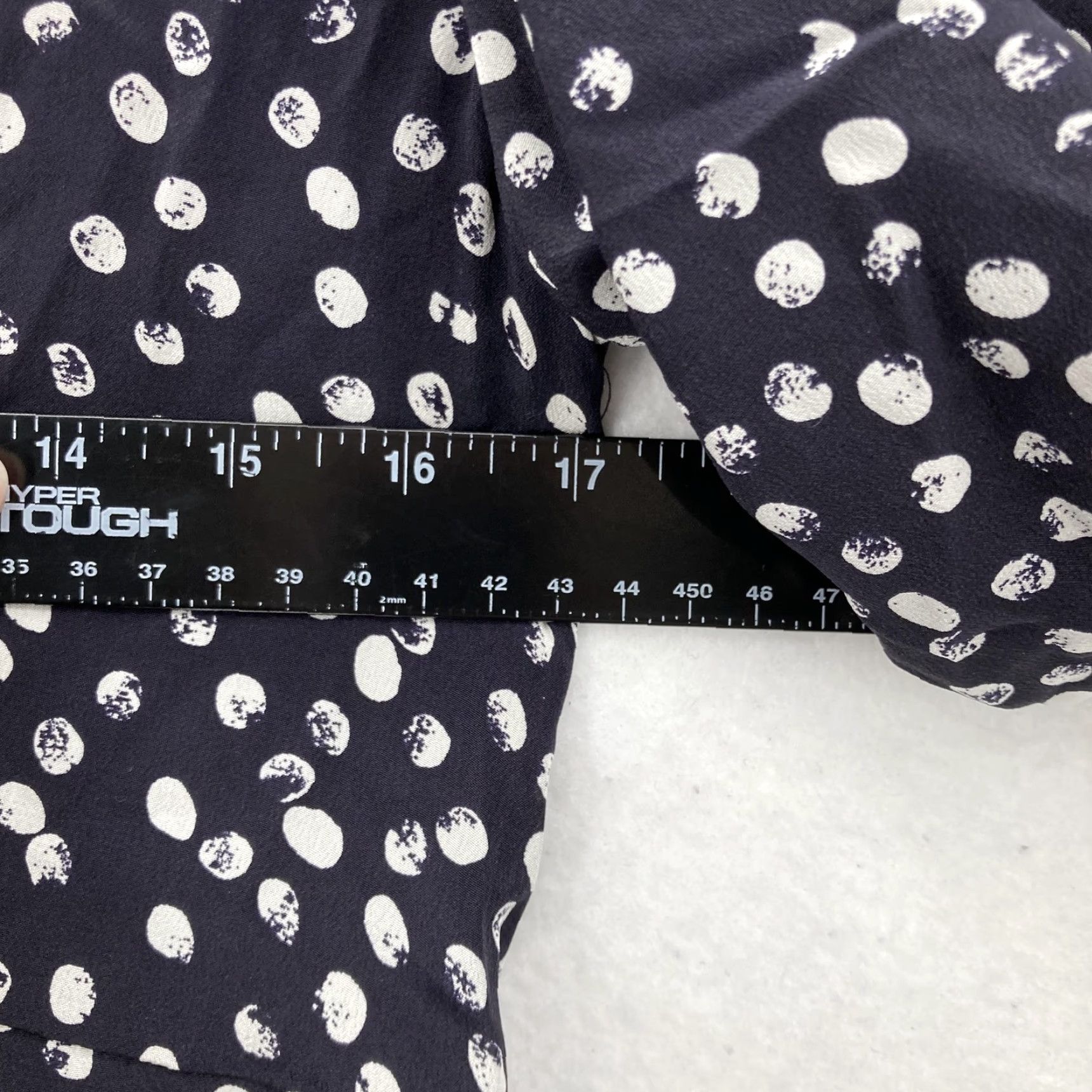 The Kooples VINTAGE? No. The Kooples Dress Womens 3 Navy Polka Dot Silk V-Neck Puff Sleeve A-Line 10 US Size L / US 10 / IT 46 - 7 Thumbnail