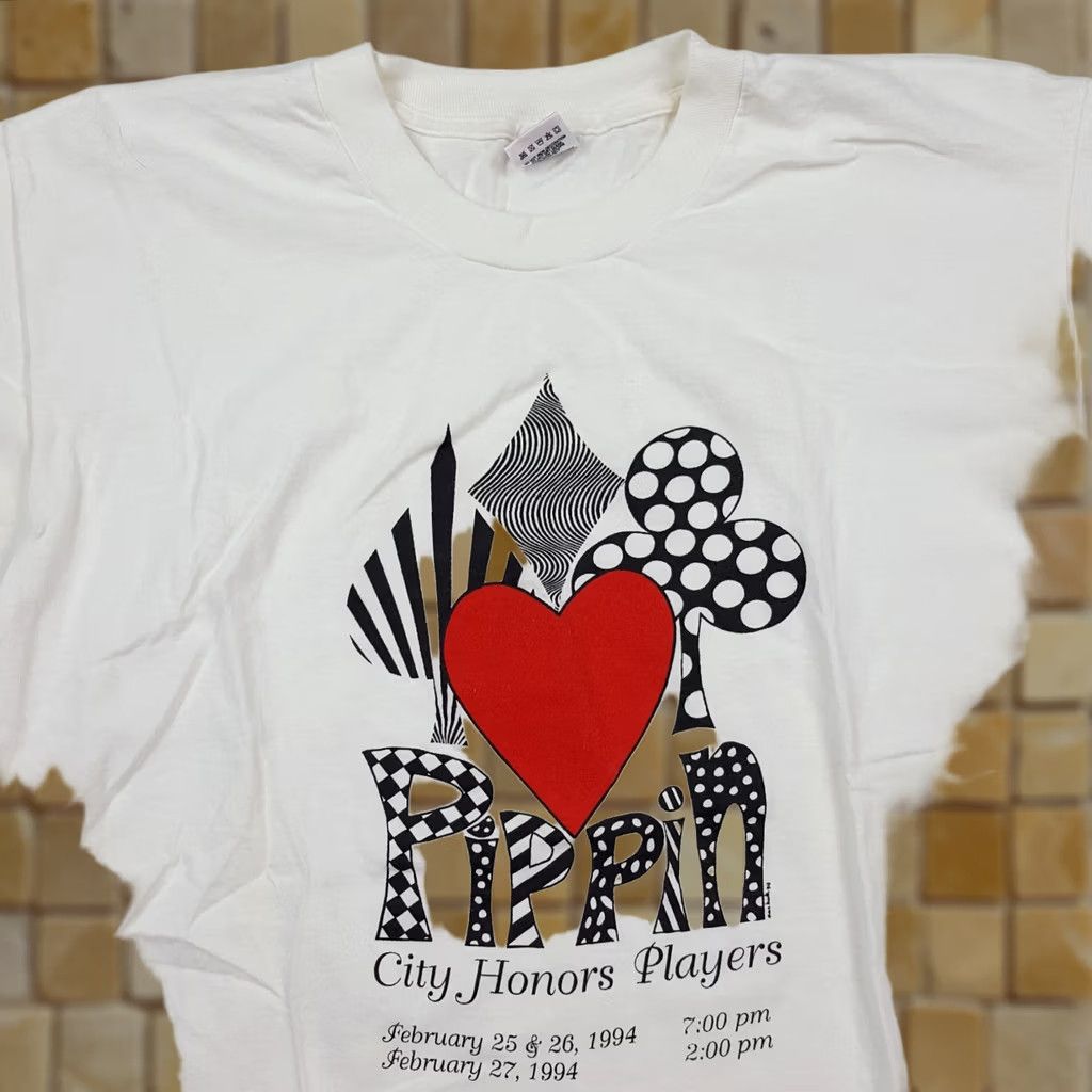 Fruit Of The Loom VINTAGE 90s Pippin Poker Black Jack Cards Men's XL T Shirt USA Casino Art Heart Retro White Cotton Fruit of the Loom Graphic Print Size US XL / EU 56 / 4 - 1 Thumbnail