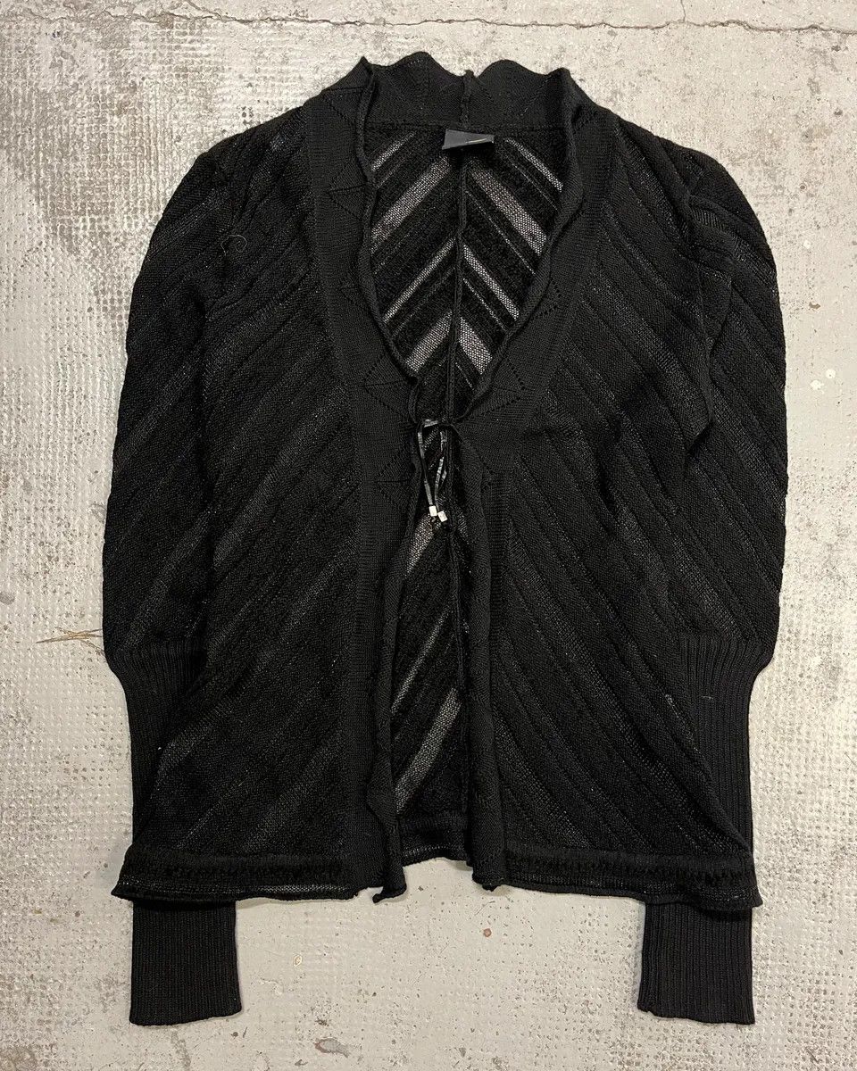 Roberto Cavalli 2000s Cavalli Black Knit Sheer Black Cardigan Size M / US 6-8 / IT 42-44 - 1 Thumbnail