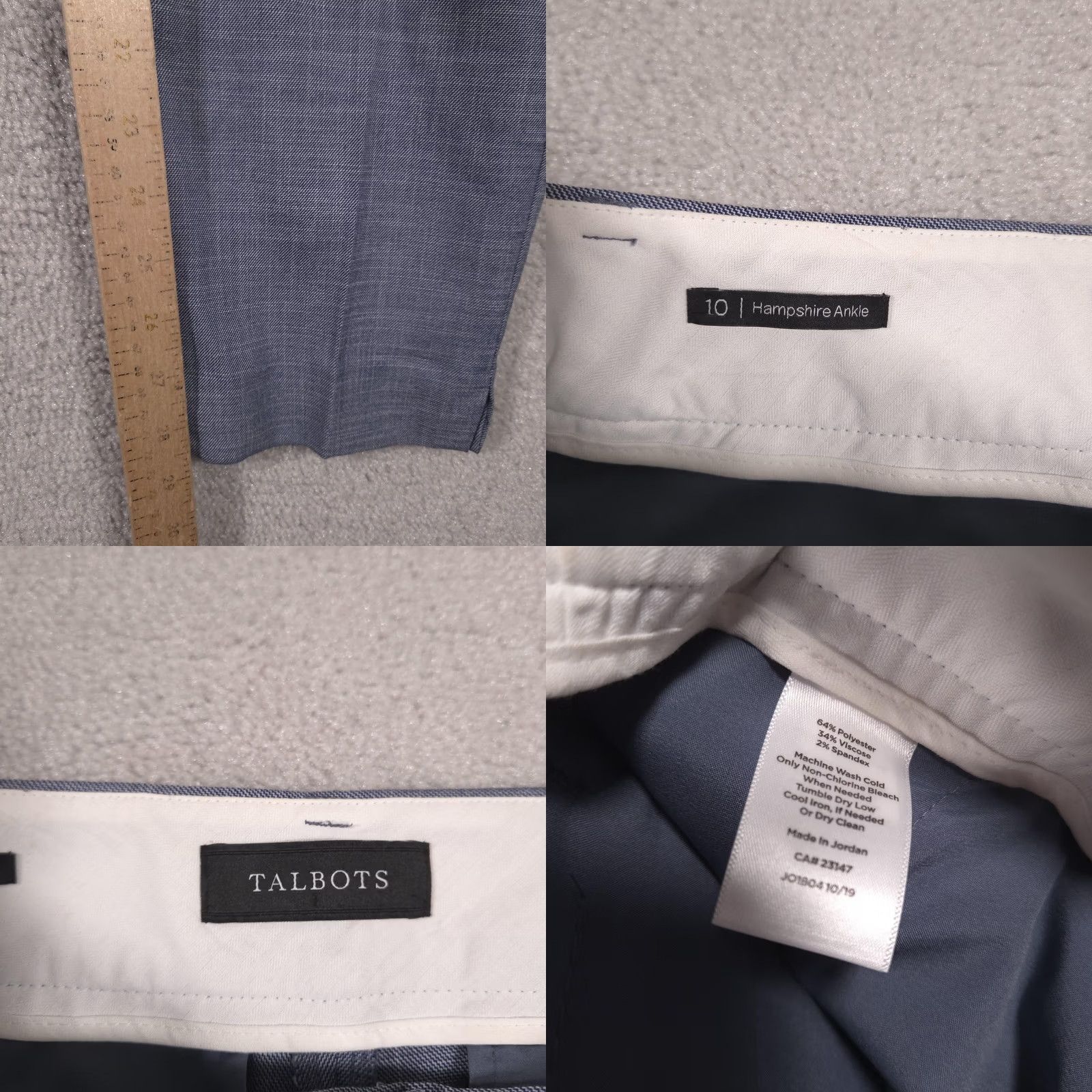 Talbots Talbots Pants Womens 10 Gray Hampshire Ankle Twill Slim Zip Stretch Work Size 32" / US 10 / IT 46 - 8 Thumbnail
