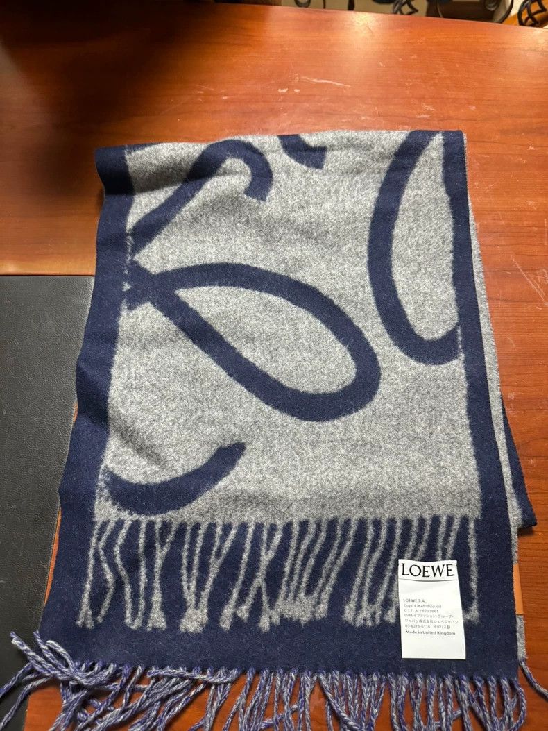 Loewe LOEWE Blue wool logo scarf Size ONE SIZE - 1 Thumbnail