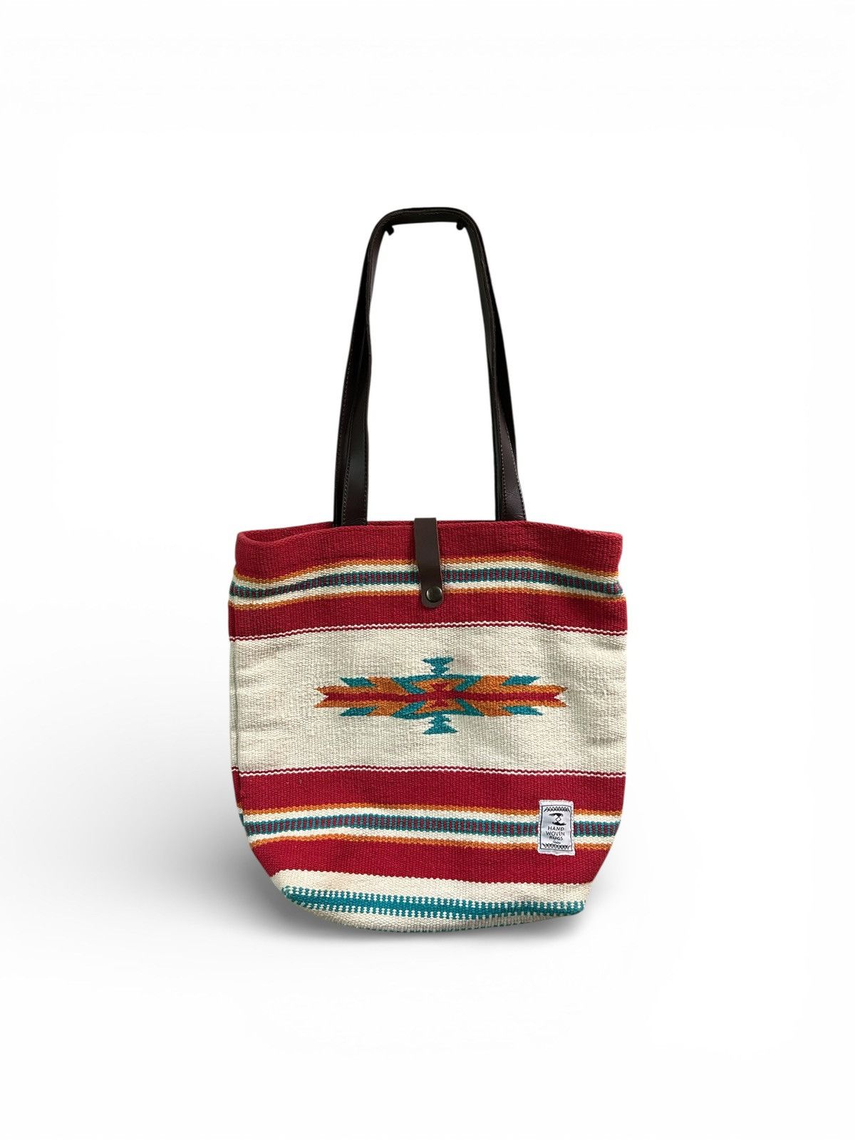 Japanese Brand Amina Collection Hand Woven Rug Southwestern Tote Bag Size ONE SIZE - 2 Thumbnail