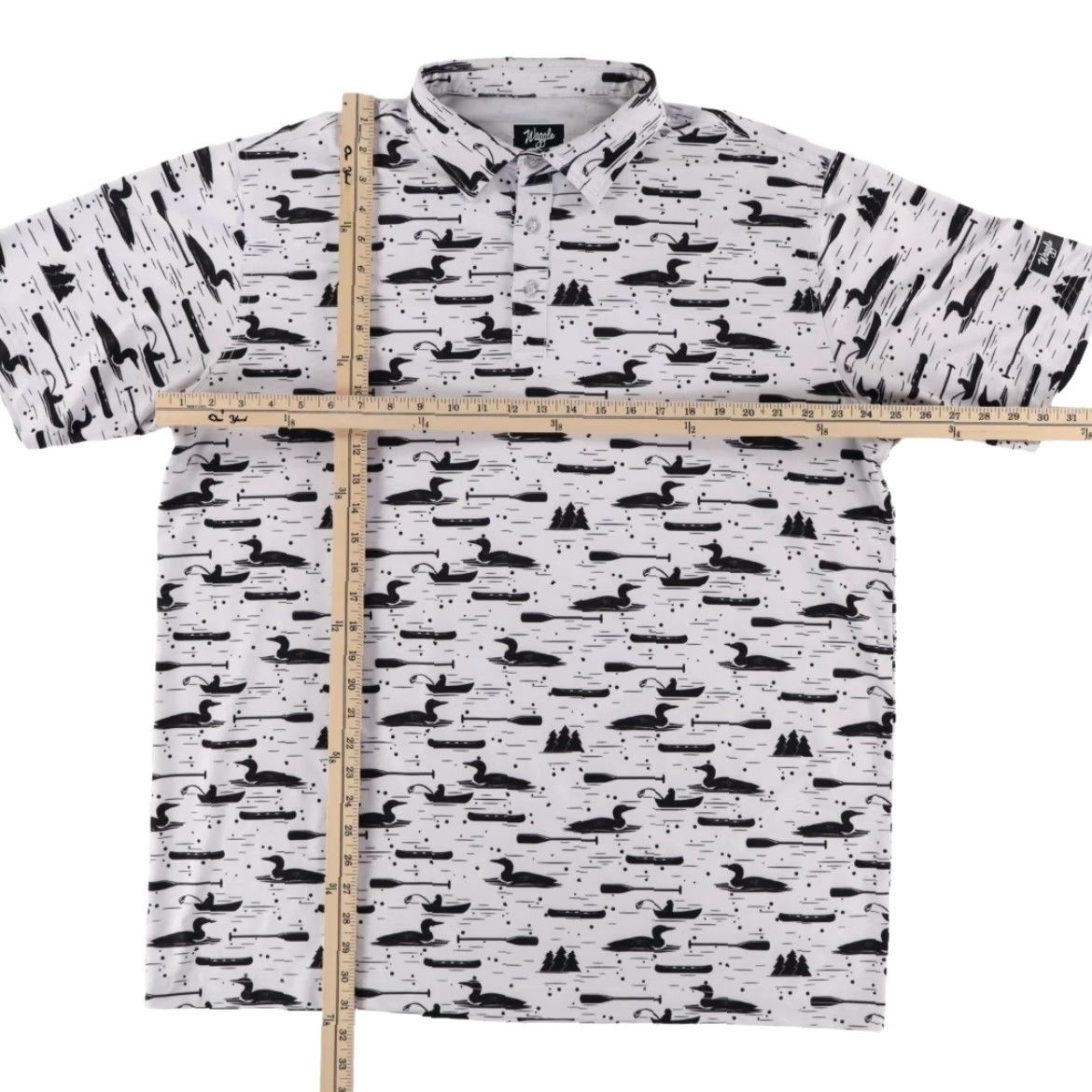 Vintage Waggle Golf Loon Lake Stretch All Over Print Polo Shirt White Men's 2XL Size US XXL / EU 58 / 5 - 3 Thumbnail