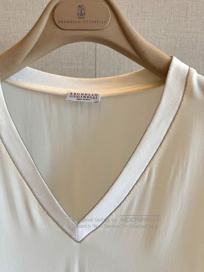Brunello Cucinelli Brunello Cucinelli Silk Long Sleeve Beaded Top Size L / US 10 / IT 46 - 3 Thumbnail