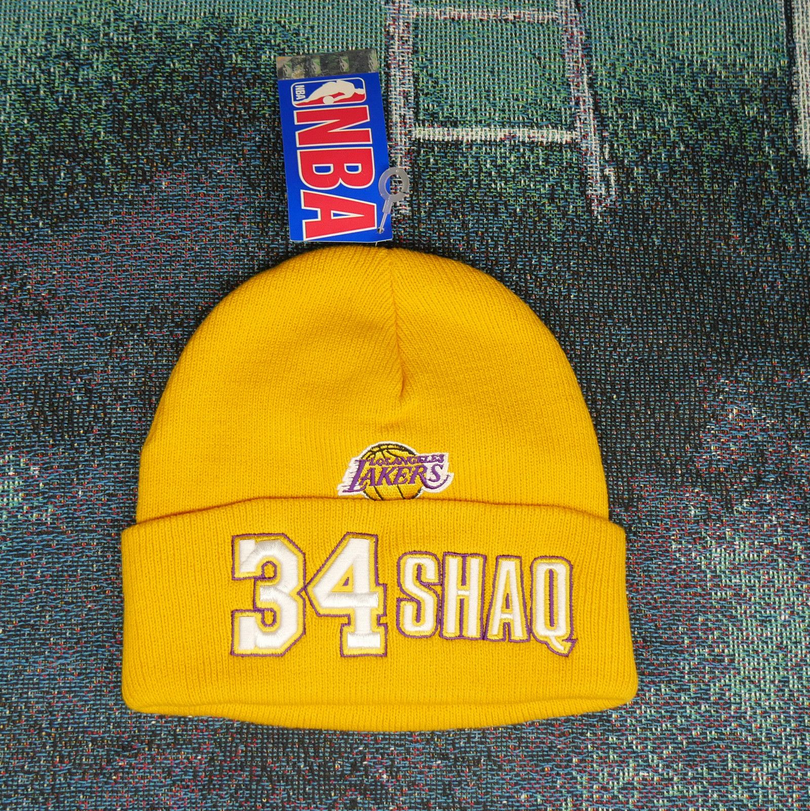 NBA NWT Vintage 90s NBA Shaq LA Lakers Beanie Size ONE SIZE - 1 Thumbnail