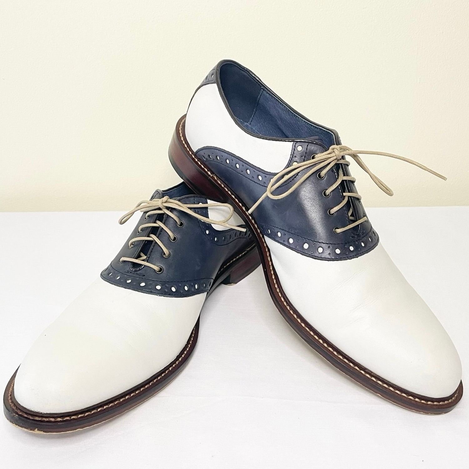 Winthrop Phillips Leather Lace-Up Oxford Shoes Men's 10.5 in White