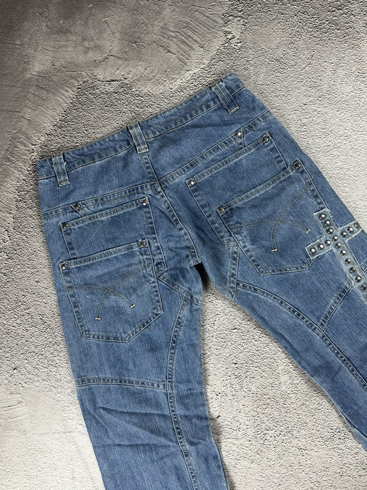 Other Y2K Cross Patchwork Denim Jeans Crashed Japan Avant Garde Size US 33 - 9 Thumbnail