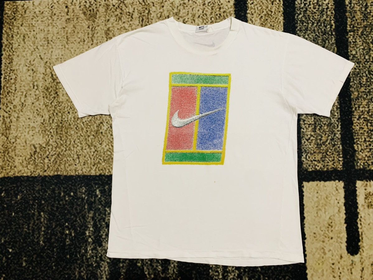 Nike LAST DROP#Vintage Nike Court Big Logo Single Stitch Size US L / EU 52-54 / 3 - 1 Thumbnail