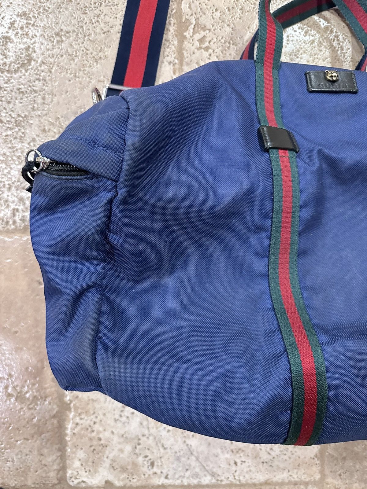 Gucci Gucci Navy Cotton / Canvas Duffle Logo Bag Size ONE SIZE - 2 Thumbnail