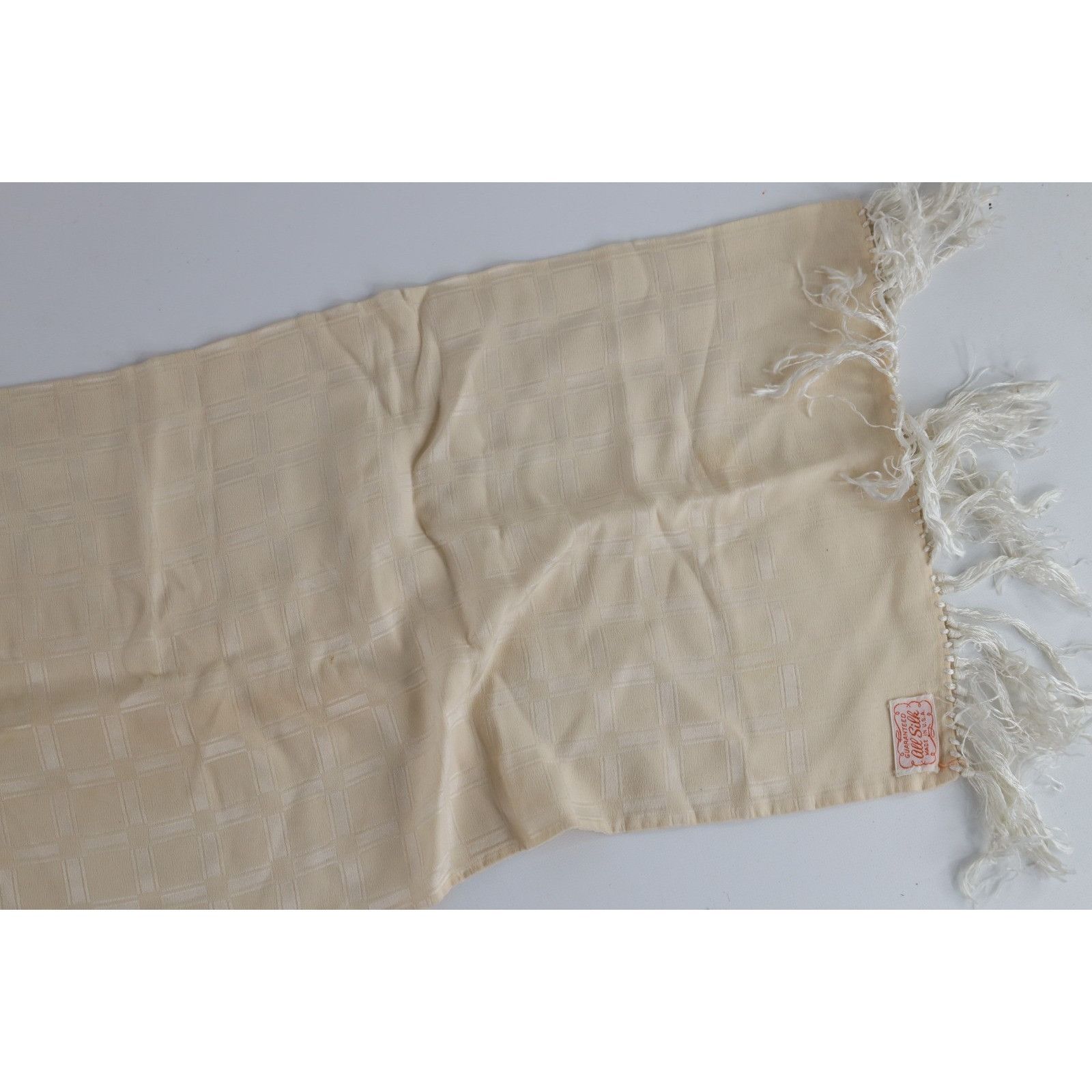 Vintage Vintage 40s 50s Rockabilly Checkered Fringed Silk Scarf Size ONE SIZE - 9 Thumbnail