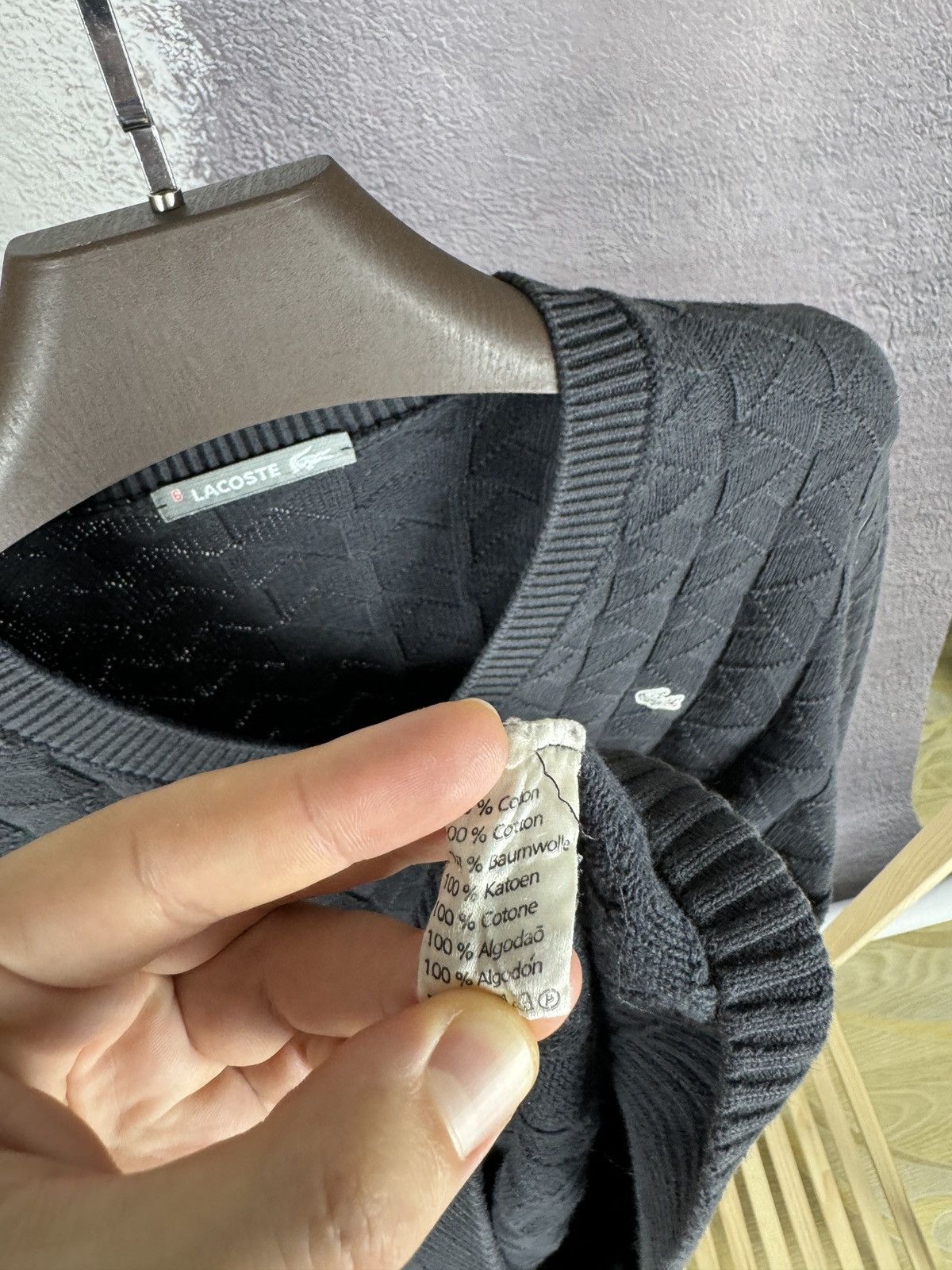 Lacoste × Vintage Lacoste vintage v-neck black faded sweater grey label Size US XL / EU 56 / 4 - 10 Thumbnail