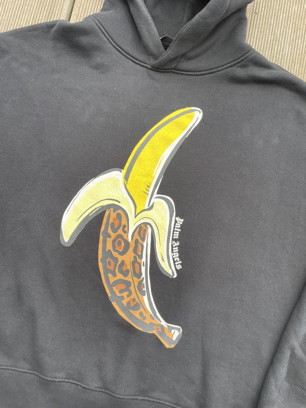 Palm Angels Leopard Banana Print Black/Yellow Hoodie L